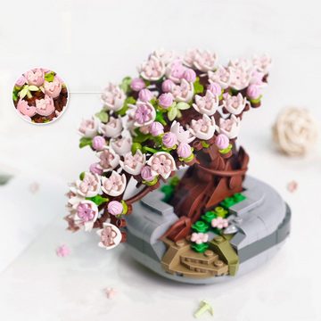 Kunstbonsai Sakura-Blumen-Bonsai-Baum-Baustein-Set, rosa Kirschblüten-Baumhaus, Fivejoy, Valentinstag Muttertag romantische Geschenke, kreative Heimdekoration