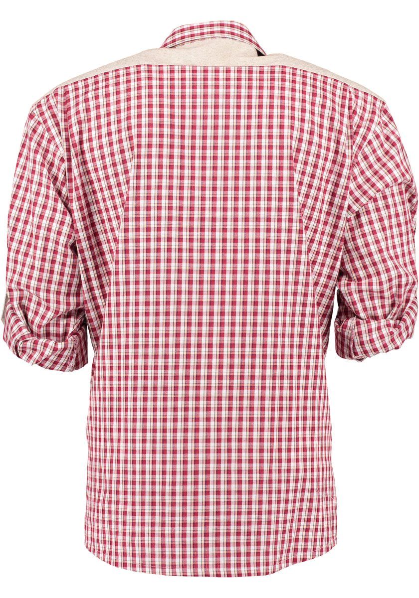 Kluncu Trachtenhemd und OS-Trachten Langarmhemd Liegekragen Ausschnitt mit Schnürung Herren am