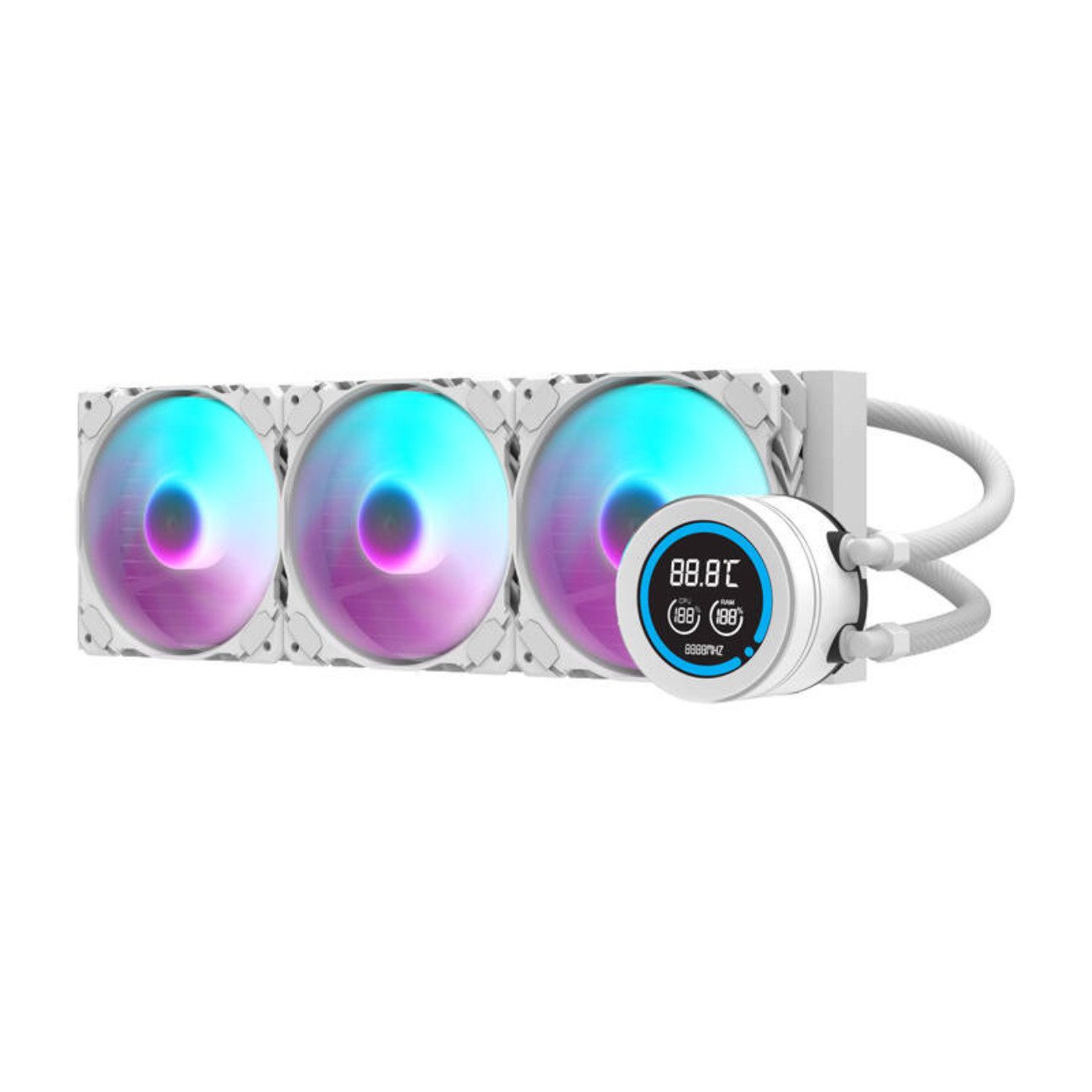 Darkflash Wasserkühlung DN-D360 WHITE, 360 mm Radiator, LCD-Display, ARGB, 3 Lüfter, PWM, Kupferblock