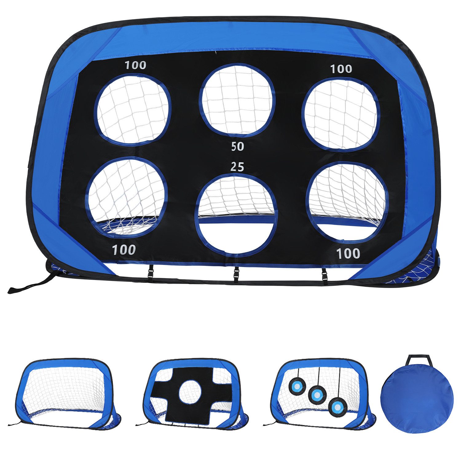 Clanmacy Fußballtor Fußballto mit Torwand Pop-Up Goal faltbar und tragbar 120 cm 1x