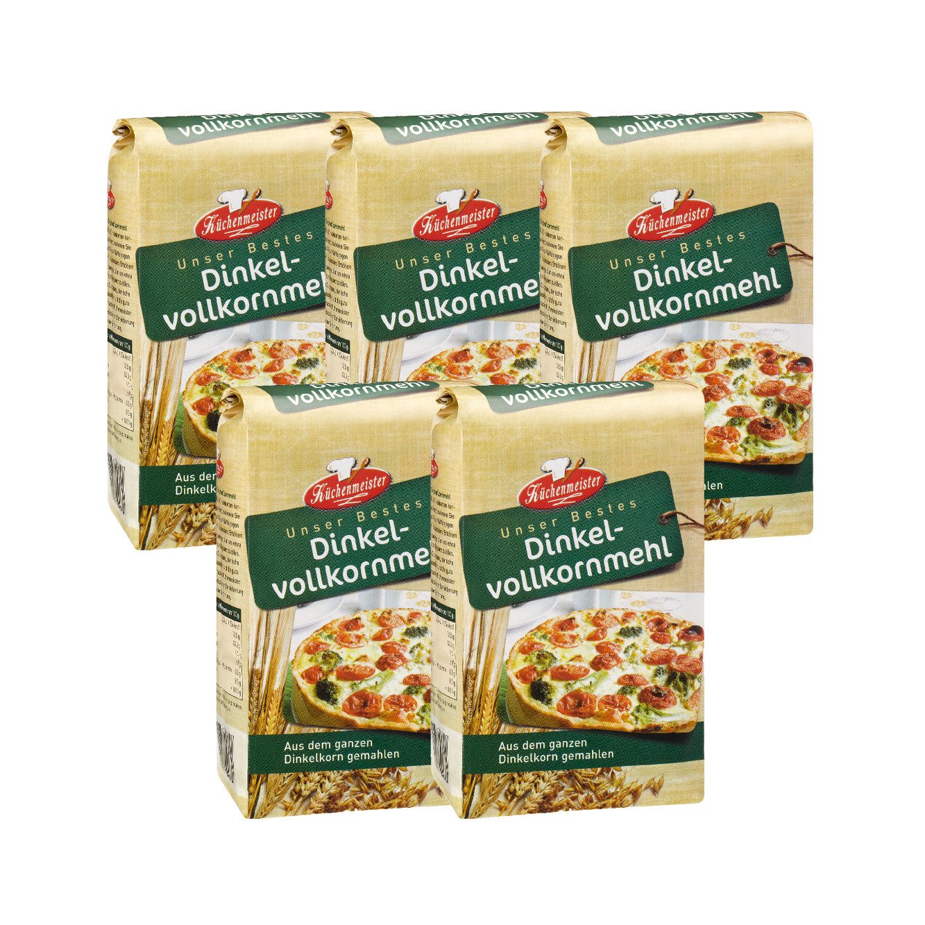 Bielmeier Mehl Dinkelvollkornmehl 5 Stück á 1kg Küchenmeister, 1 x 5000 g, Das Getreide stammt von Landwirten aus der Region(SET230008-5)