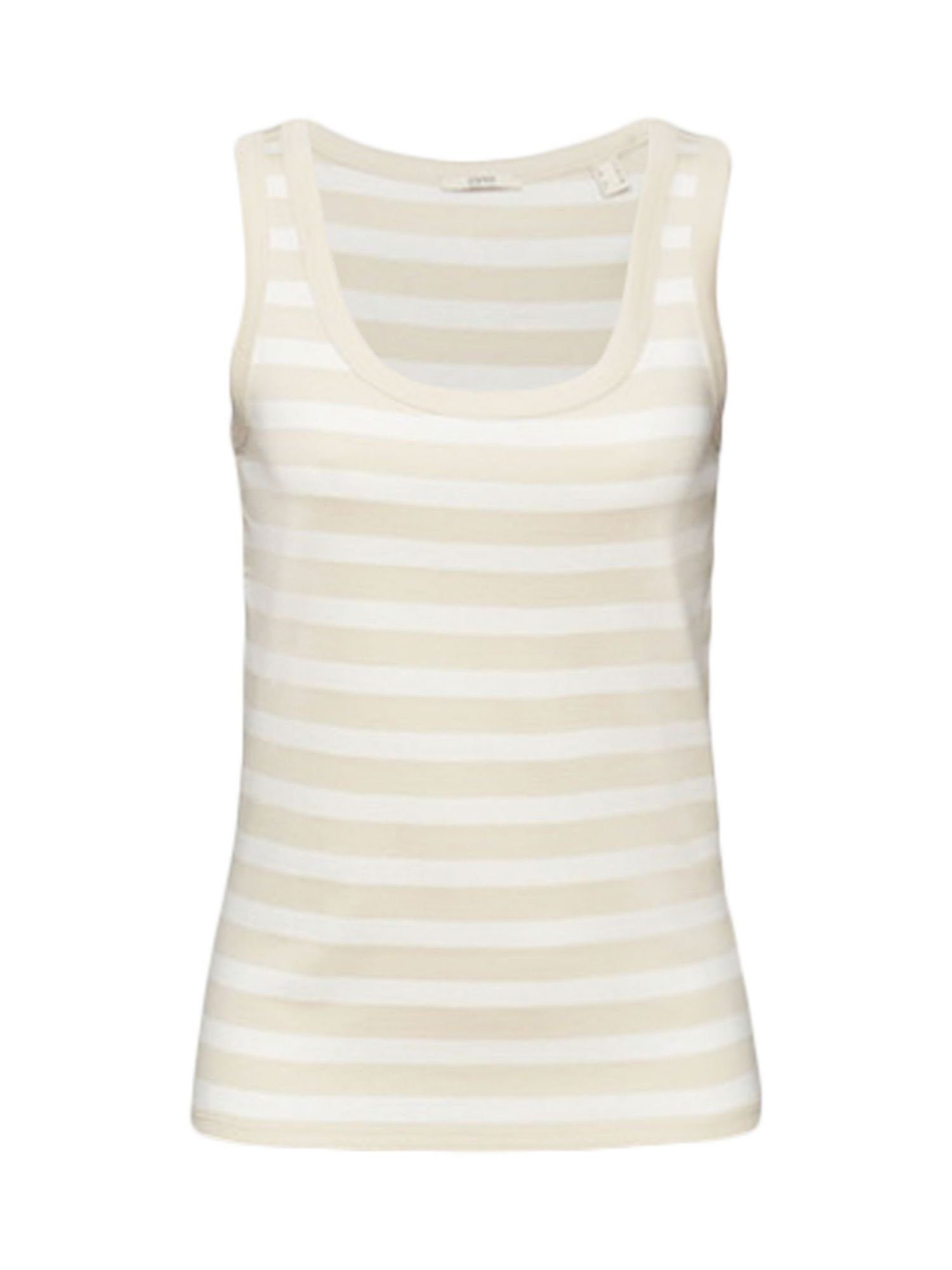 Esprit T-Shirt Gestreiftes Tanktop aus Baumwolle (1-tlg) LIGHT TAUPE