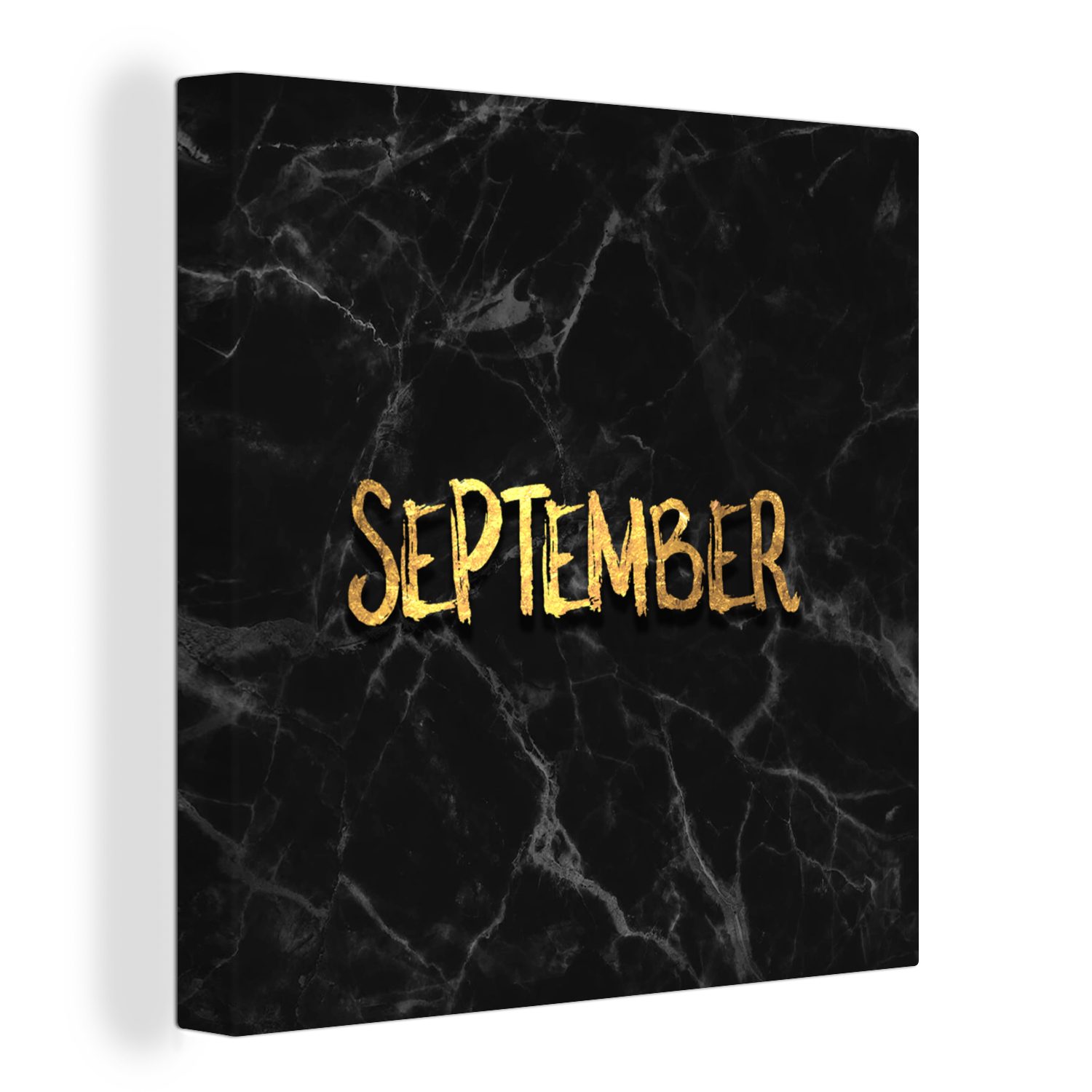 OneMillionCanvasses® Leinwandbild Kalender - September - Gold - Marmor, (1 St), Leinwand Bilder für Wohnzimmer Schlafzimmer