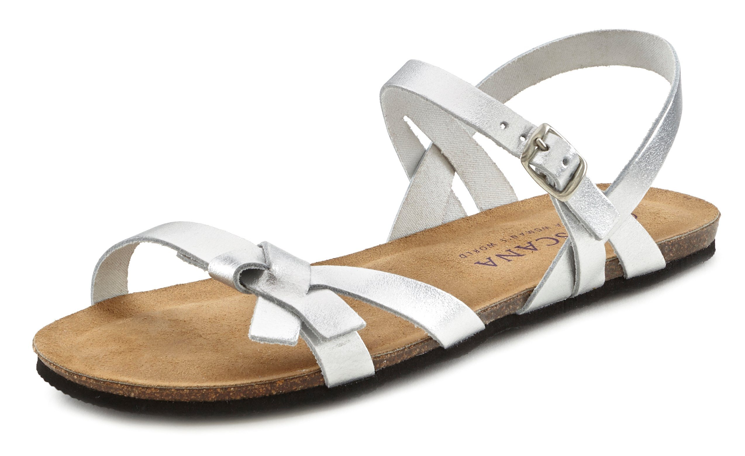 Sandalette, aus silberfarben Sommerschuh LASCANA Leder Sandale