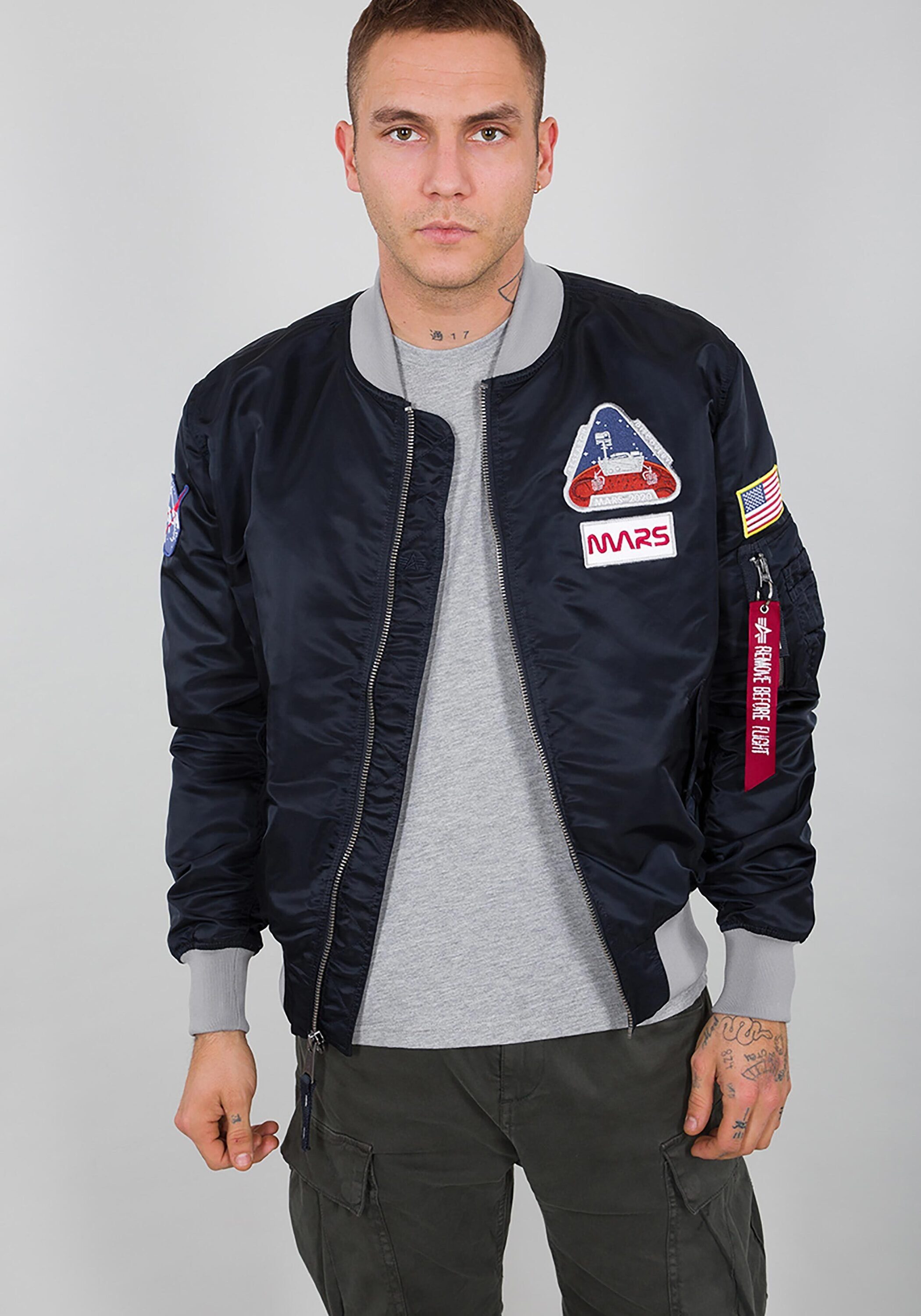 NASA Rücken Industries Industries Bomberjacke - Men Alpha Patch auf und & Brust Mars Bomber der Alpha Jackets, Flight