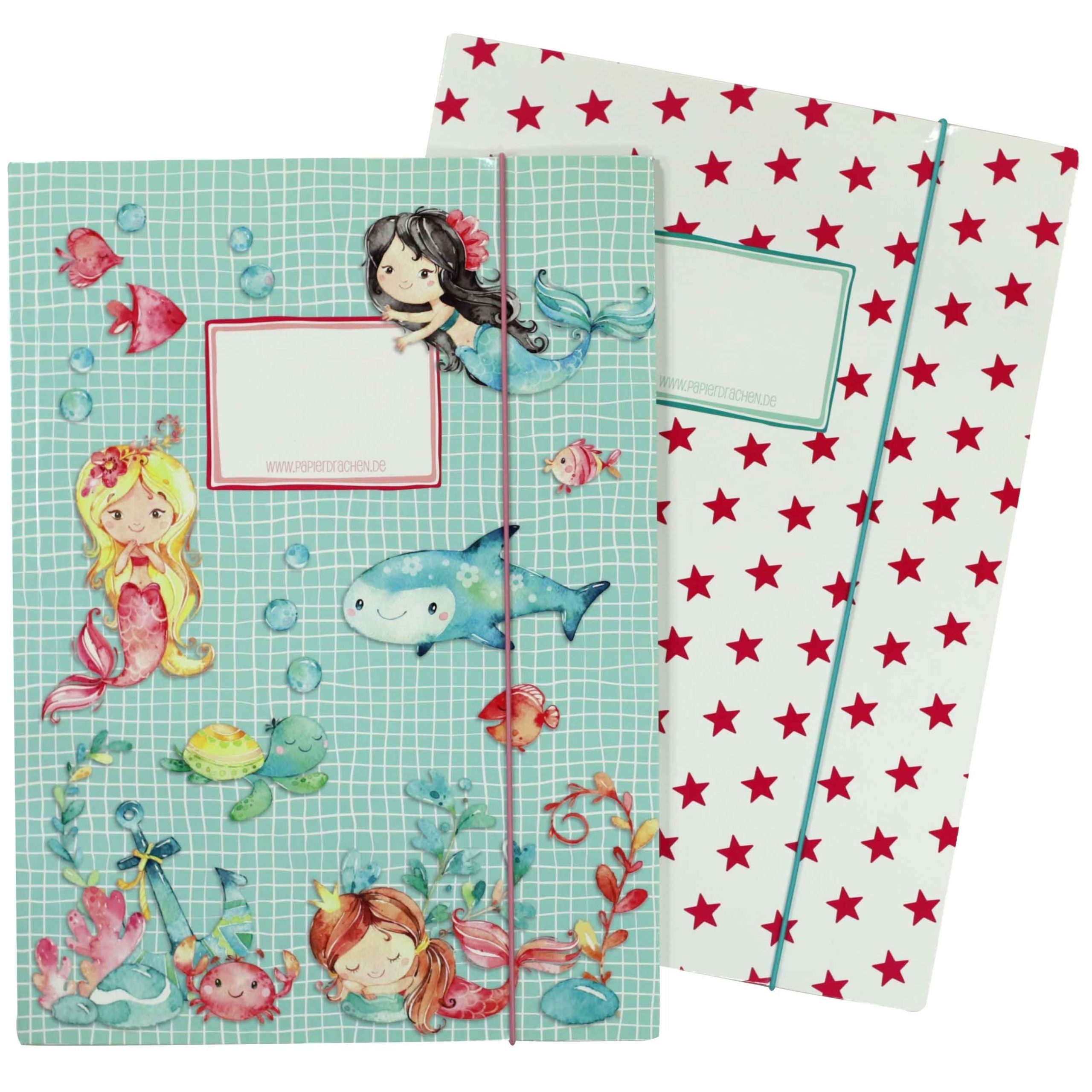 PAPIERDRACHEN Schulheft 2 Schulmappen - Postmappen Set