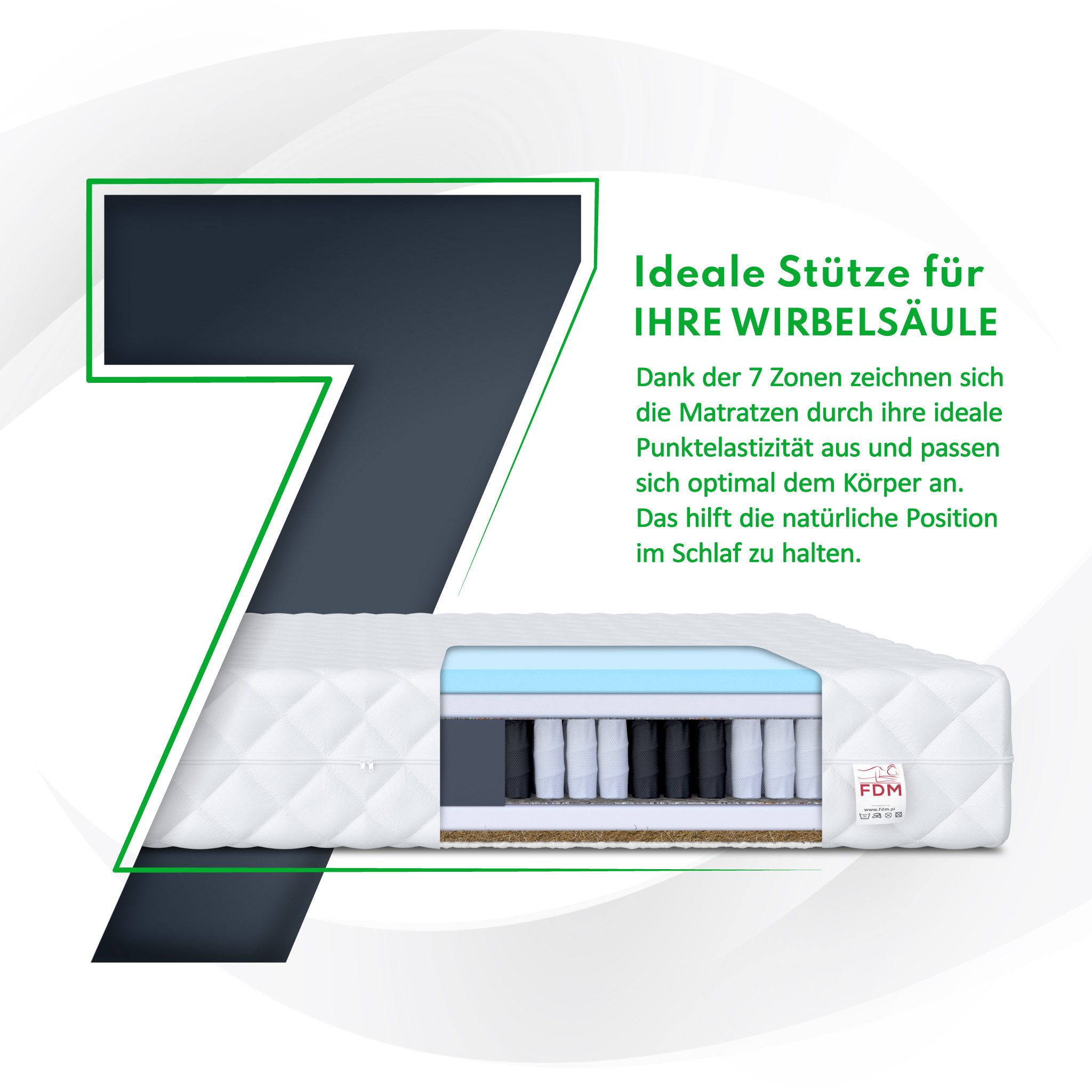 Taschenfederkernmatratze LAVAL MAX Matratze 90x200, 140x200, 180x200 cm & weitere Größen, FDM, 26 cm hoch, (komfortable Matratze, Allergiker geeignet), Wendemat – Bild 5 von 5