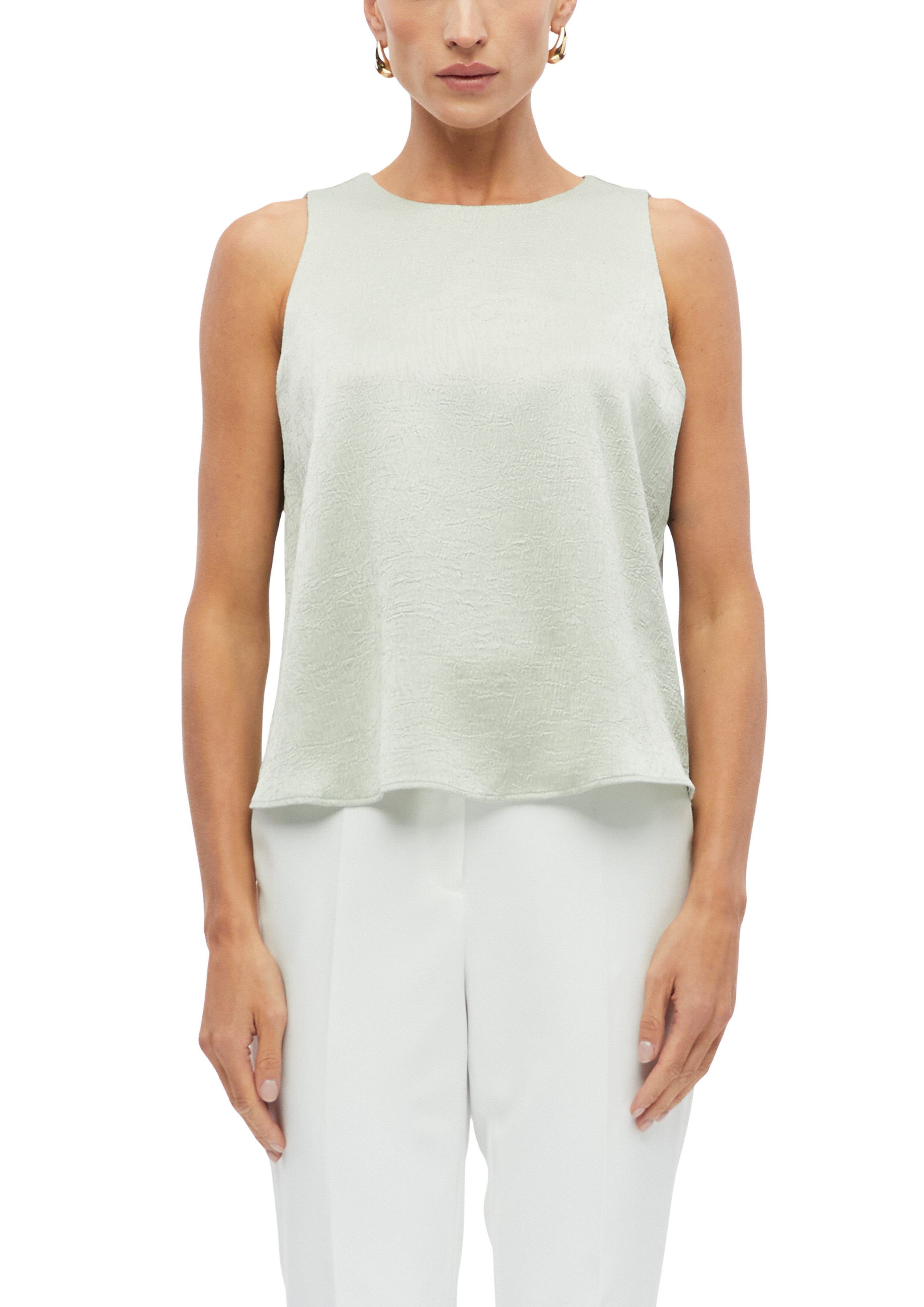 s.Oliver BLACK LABEL Blusentop Sommerbluse / Ärmellos mit feiner glänzender Struktur