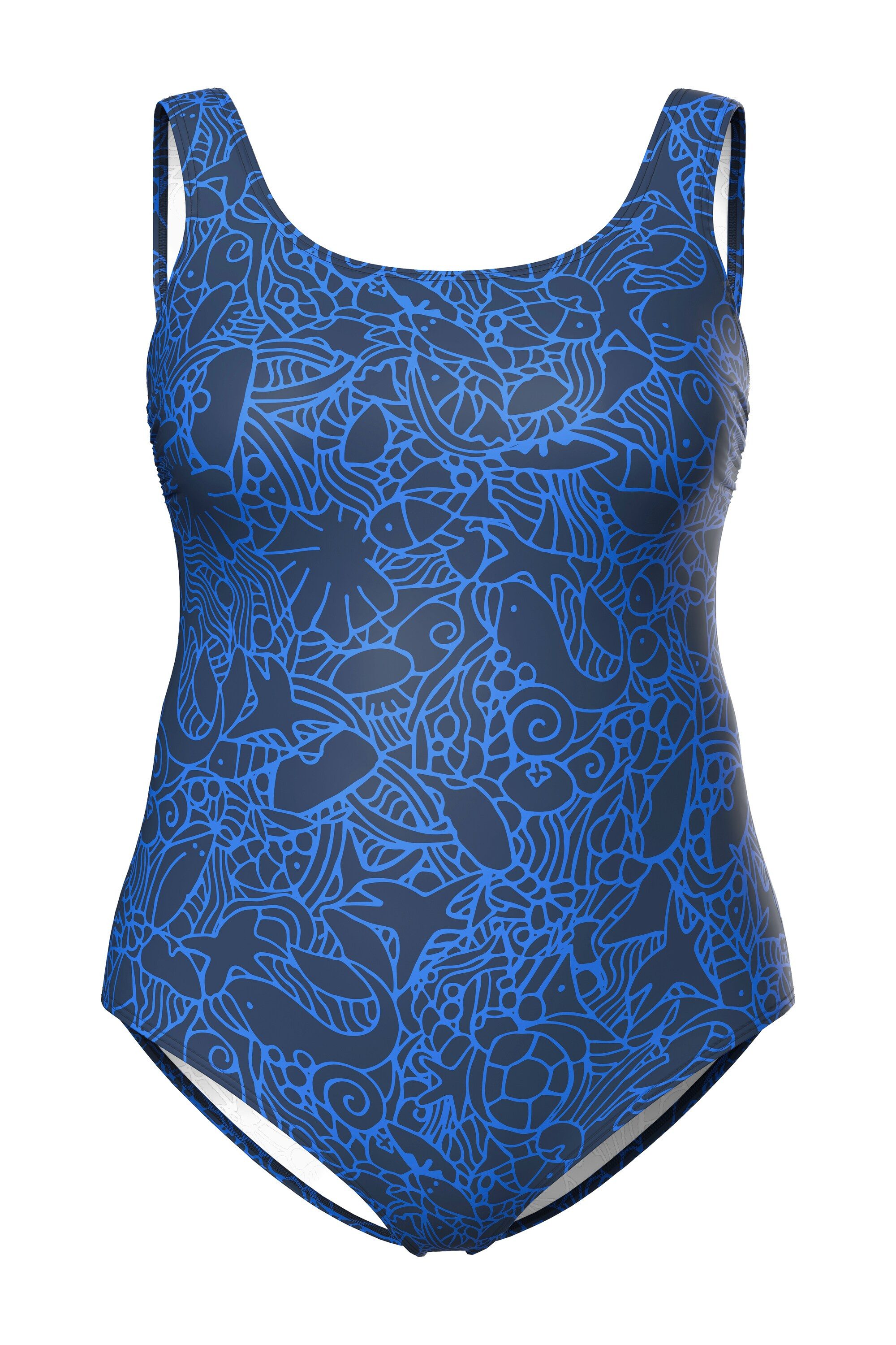 Ulla Popken Badeanzug Badeanzug Meeresmotive Rundhals ohne Softcups günstig online kaufen