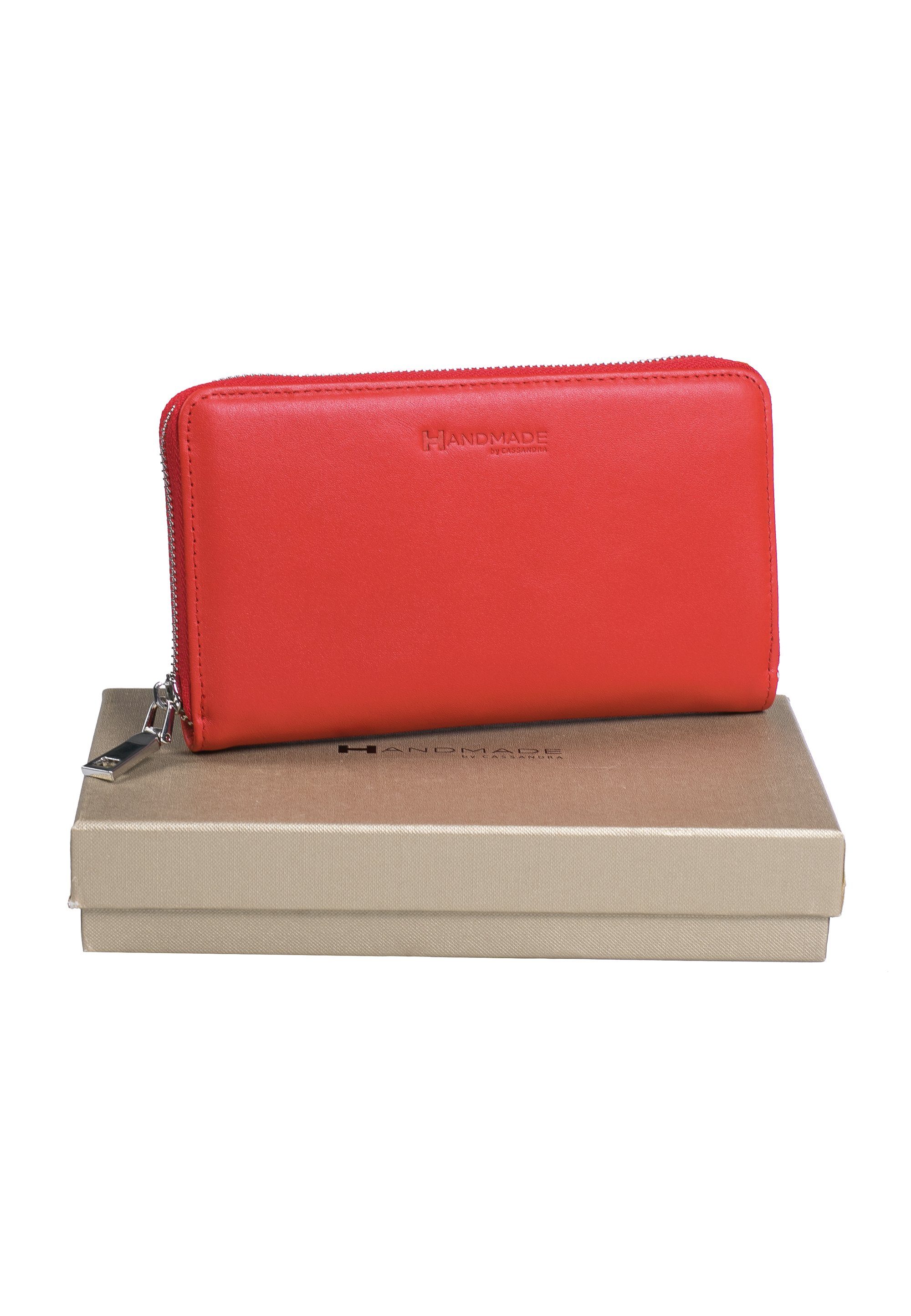 ECHT rot LEDER by Geldbörse CASSANDRA Portemonnaie, Geldbeutel mit Handmade Geschenkbox,