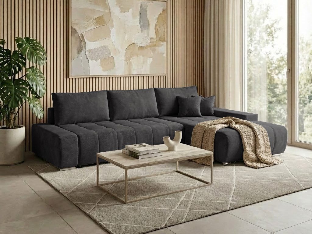 Beautysofa Ecksofa Draco L mit Schlaffunktion, in pflegeleichten Stoffen, Bettkasten
