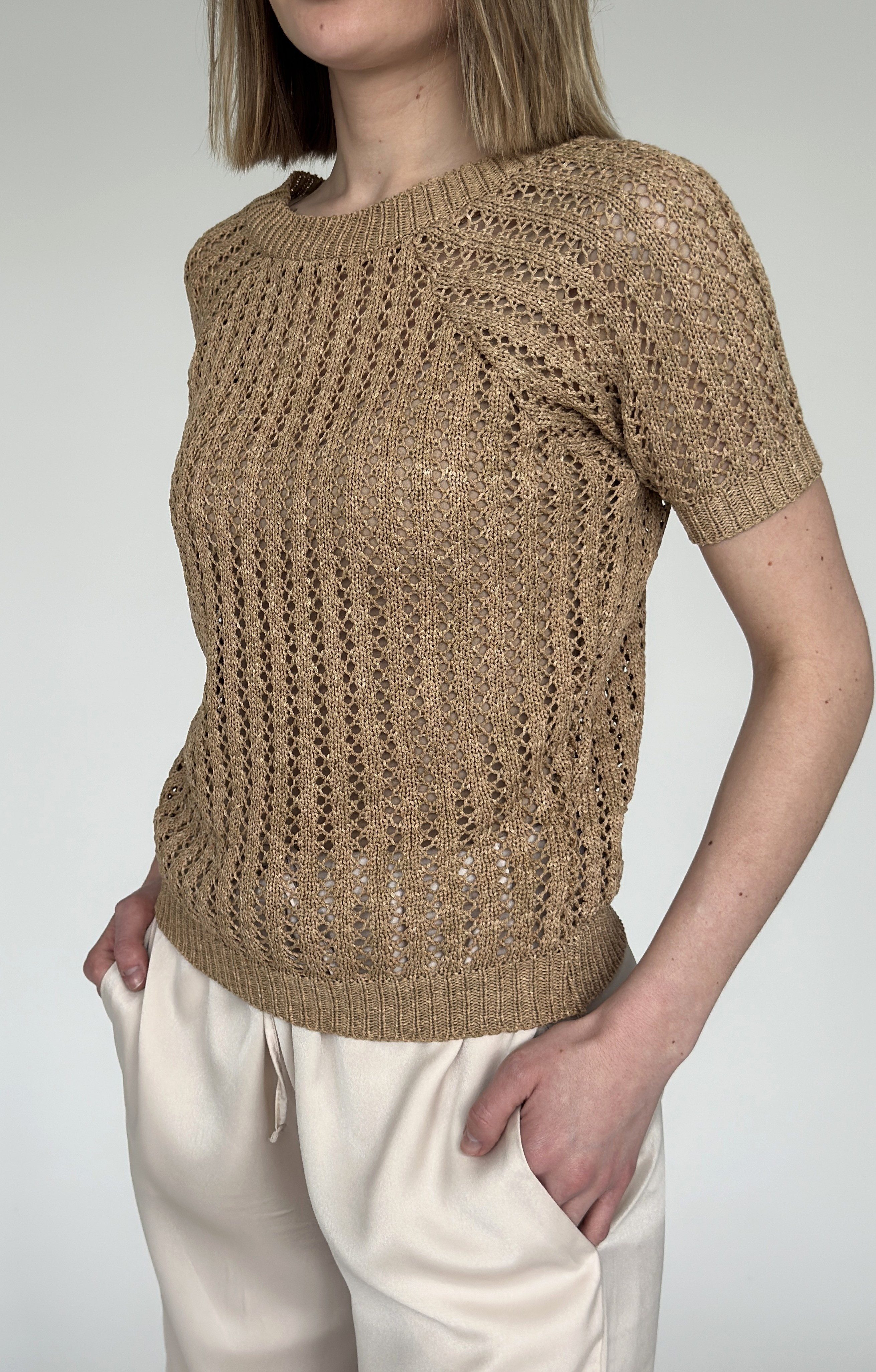 Zuckerwatte Ajourpullover modisch kurz aus 100% Baumwolle