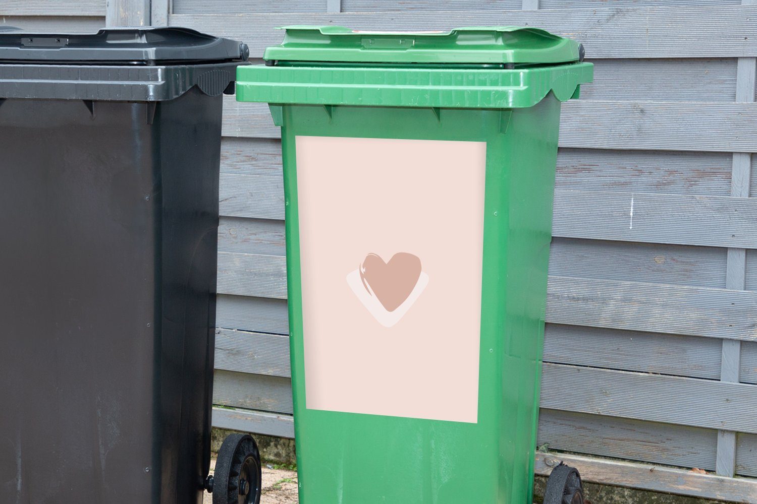 MuchoWow Wandsticker Herz St), Abfalbehälter - (1 Rosa Container, - Mülleimer-aufkleber, Mülltonne, Sticker, Sommer