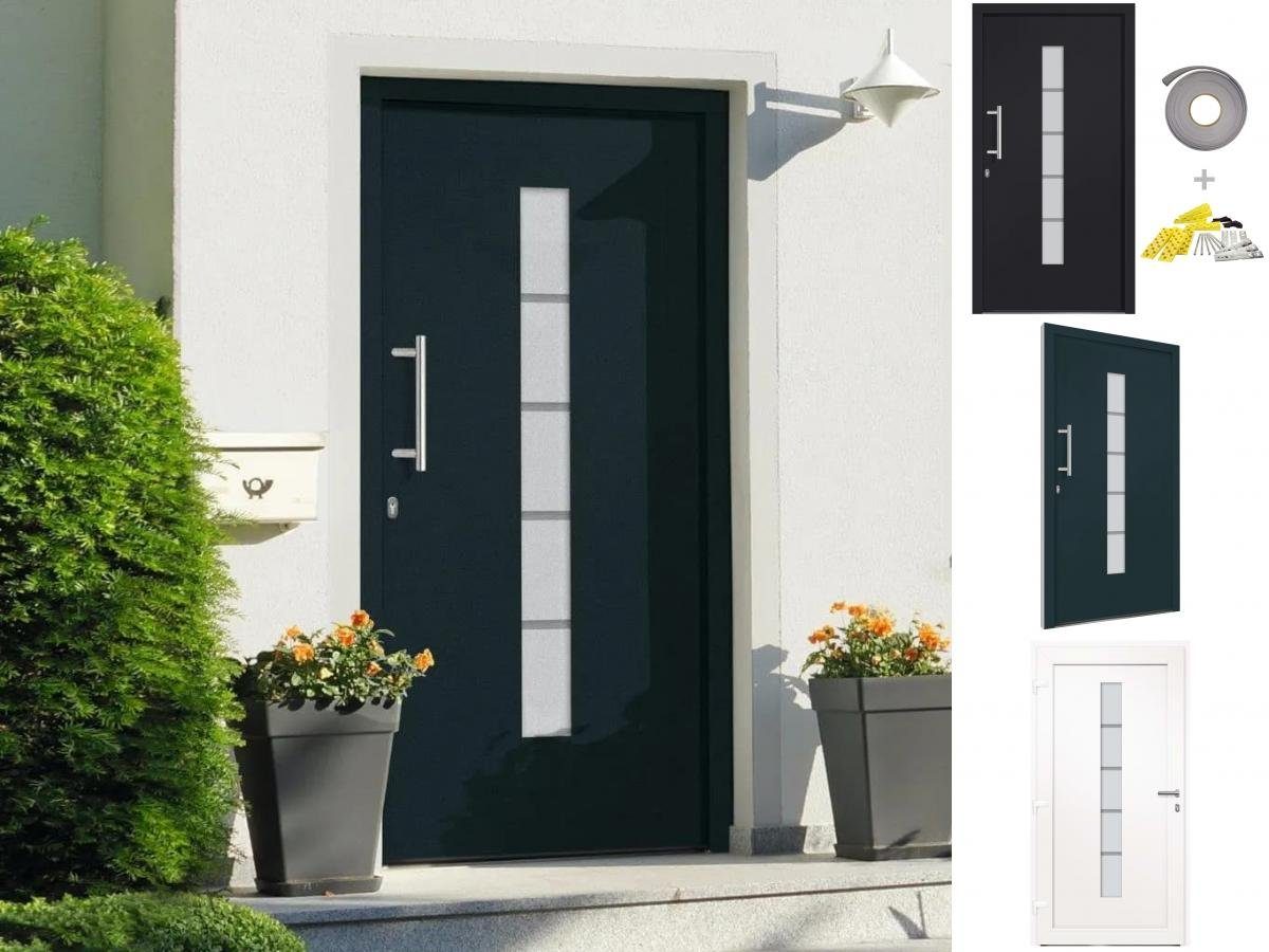 vidaXL Haustür Haustür Aluminium und PVC Anthrazit 110x210 cm Eingangstür Außentür Li