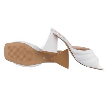 Ital-Design »Damen Mules Freizeit« High-Heel-Sandalette Blockabsatz Sandalen & Sandaletten in Weiß