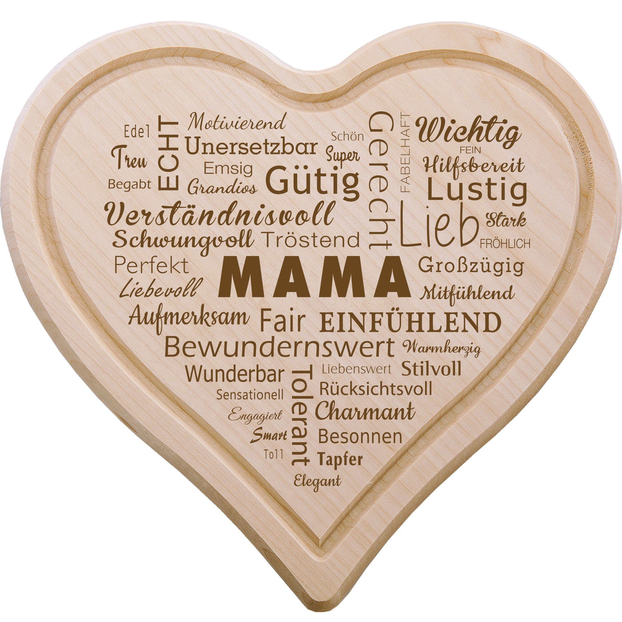 Spruchreif® Frühstücksbrett Frühstücksbrettchen in Herzform · Brotzeitbrett mit Gravur · Holzbrett Herz · Geschenke für Eltern · Geschenke für Mama/Oma · Frühstücksbrettchen Holz