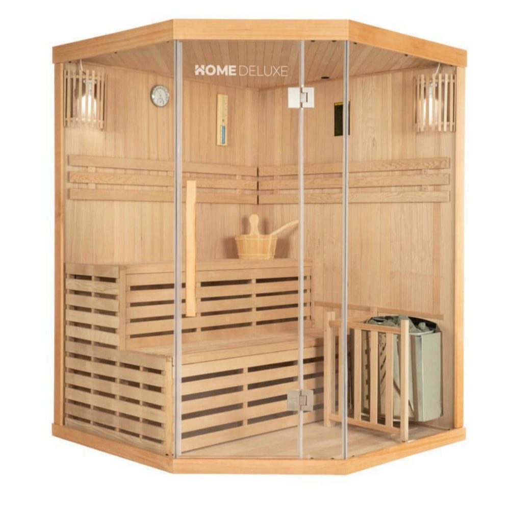 DEKO VERTRIEB BAYERN Sauna XXL Premium Traditionelle Sauna 150x150 cm SET inkl. 6 KW Saunaofen