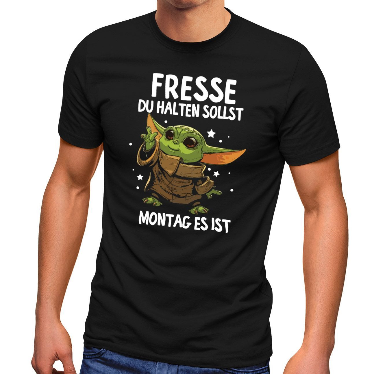 MoonWorks Print-Shirt Herren T-Shirt mit Spruch Arbeit Fresse halten du sollst Montag es mit Print