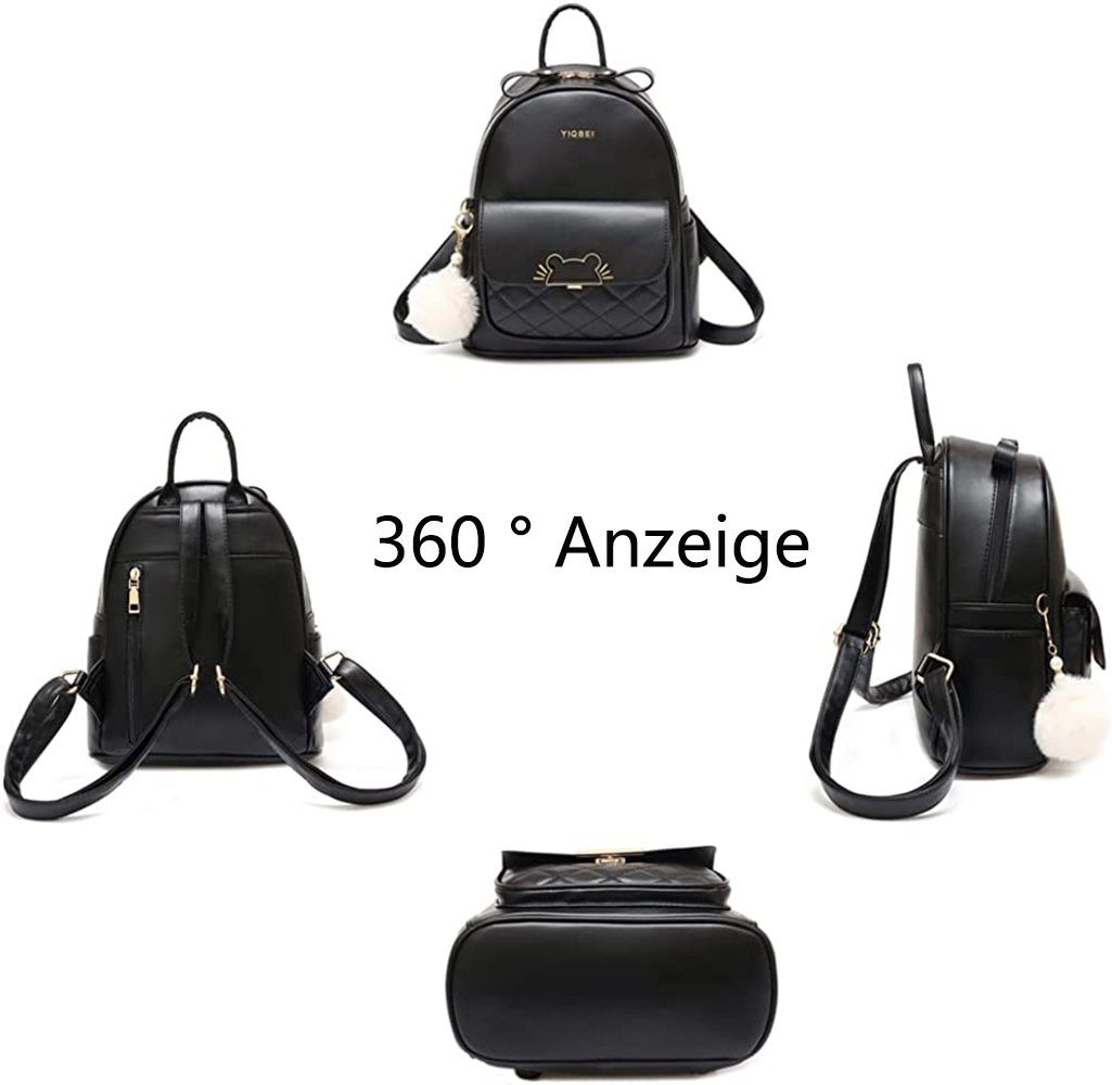 GelldG Rucksack Rucksack weiß Mini-Rucksack PU, Teenager für für Damen klein leicht