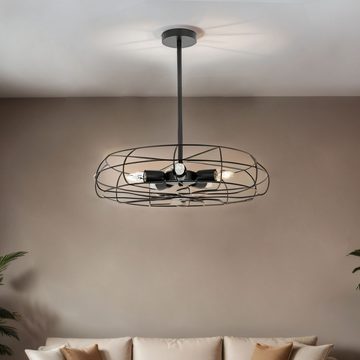 Licht-Erlebnisse Deckenleuchte SWINTON, ohne Leuchtmittel, Deckenlampe Esstisch Wohnzimmer Schwarz Metall