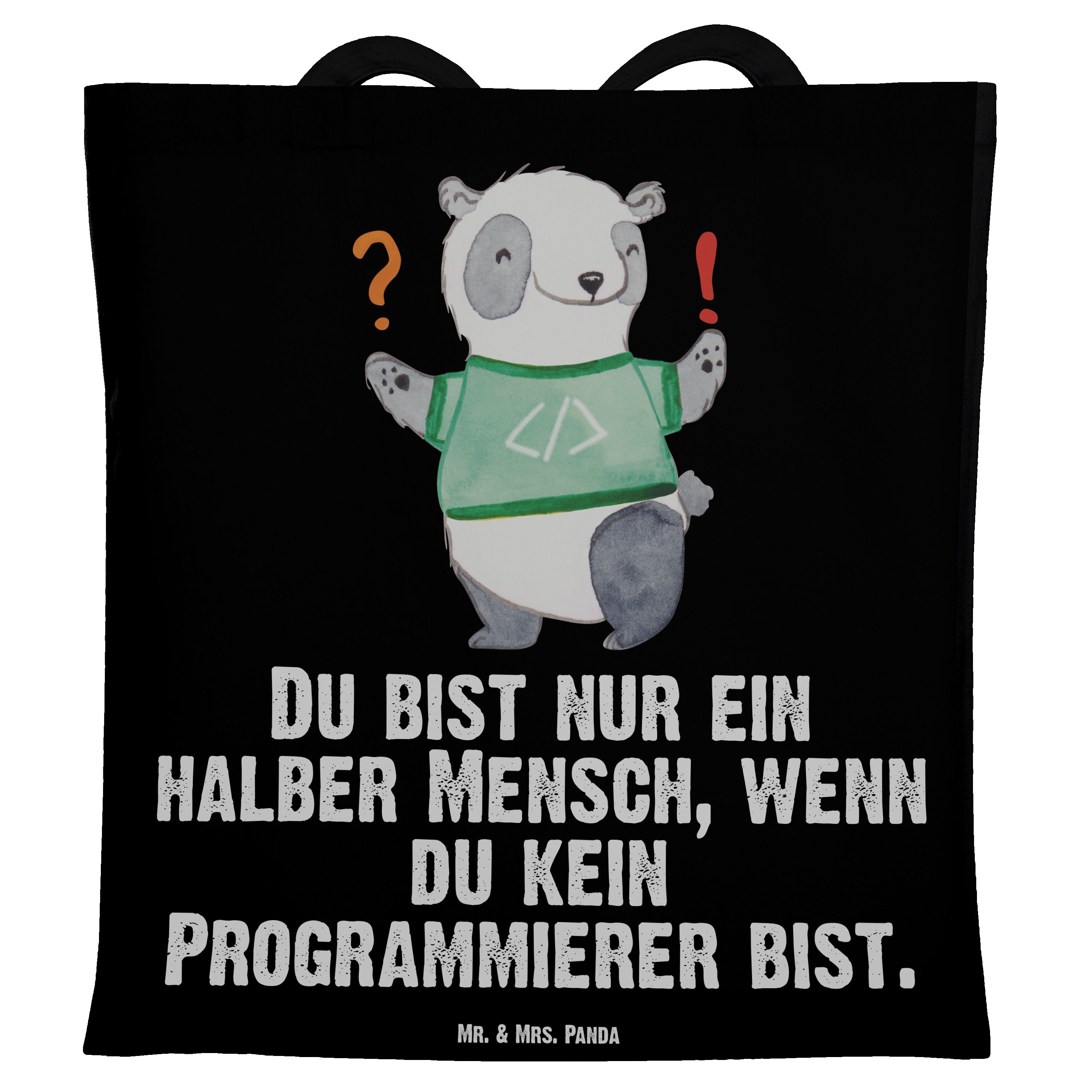 Mr. & Mrs. Panda Tragetasche Programmierer mit Herz - Schwarz - Geschenk, Kollegin, Nerd, Dankesch (1-tlg)