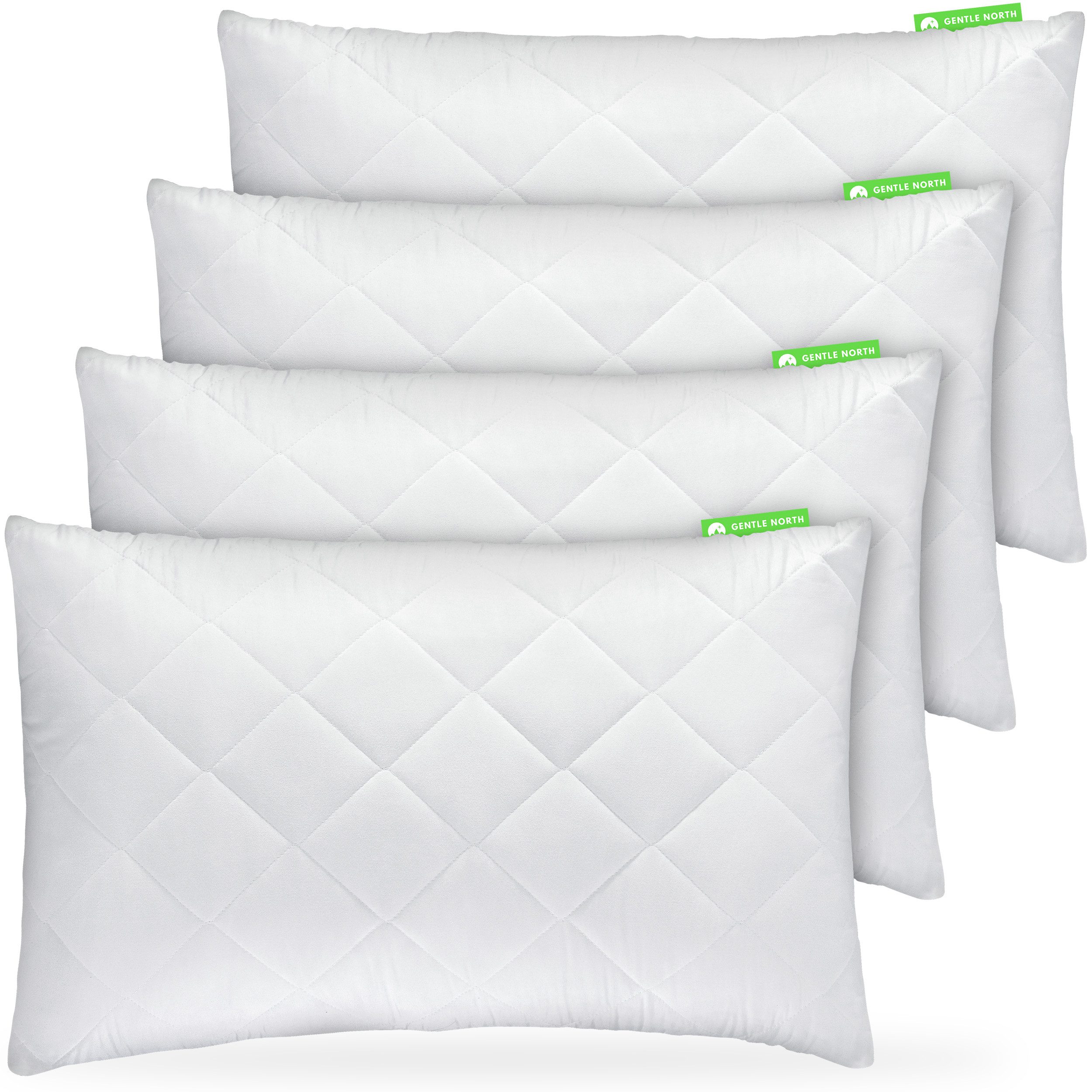 Gentle North Microfaserkissen 4er Set Подушки Komfort - in vielen Größen - optimaler Schlaf, Füllung: 100% Polyester, Seitschläfer, Seitenschläfer, Rückenschläfer, Comfort, 4-tlg., Reißverschluss für Füllung - waschbar - allergikerfreundlich