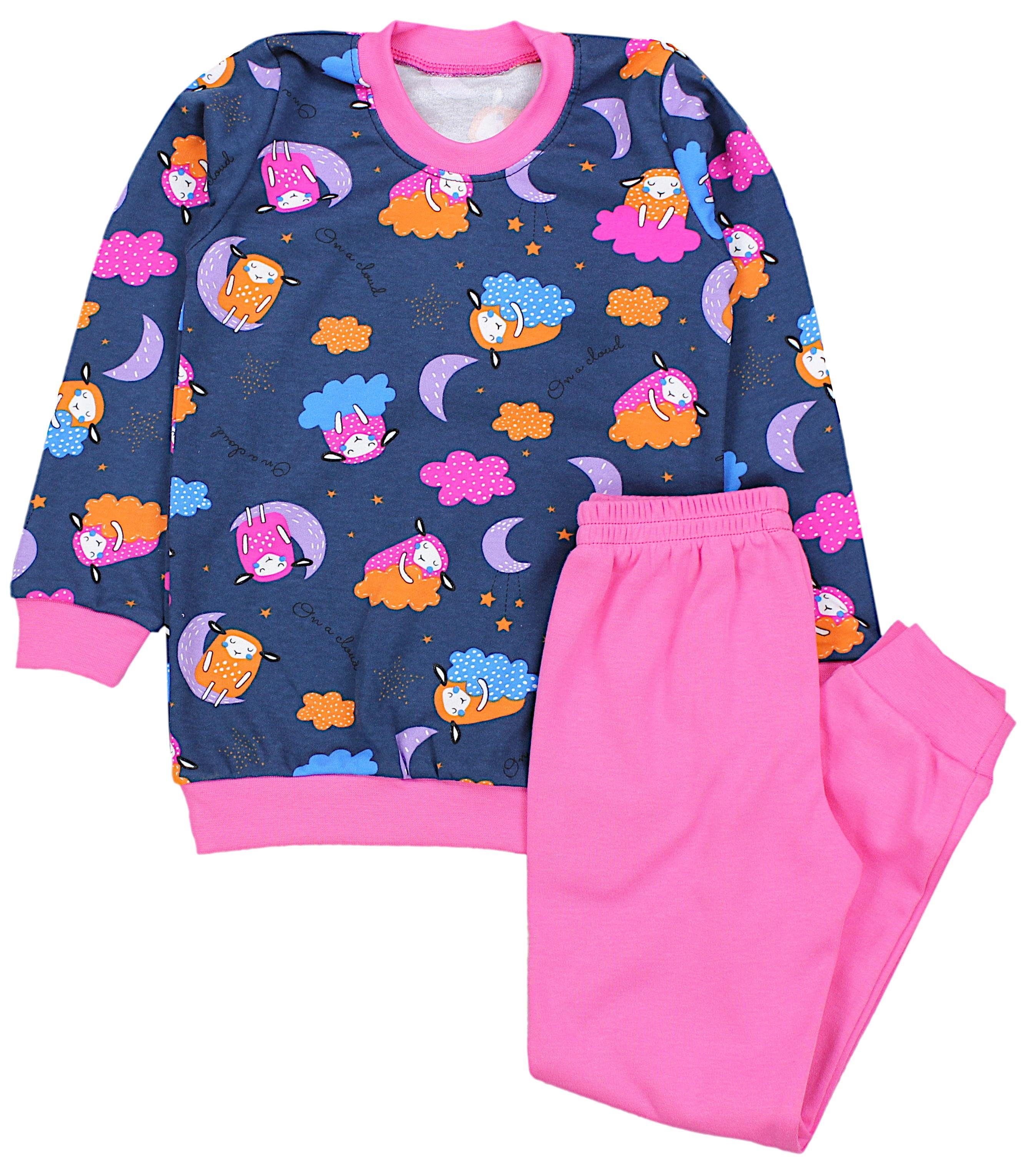 TupTam Schlafanzug Kinder Mädchen Schlafanzug Set Langarm Pyjama Nachtwäsche 2-teilig Schäfchen Dunkelblau / Amarant