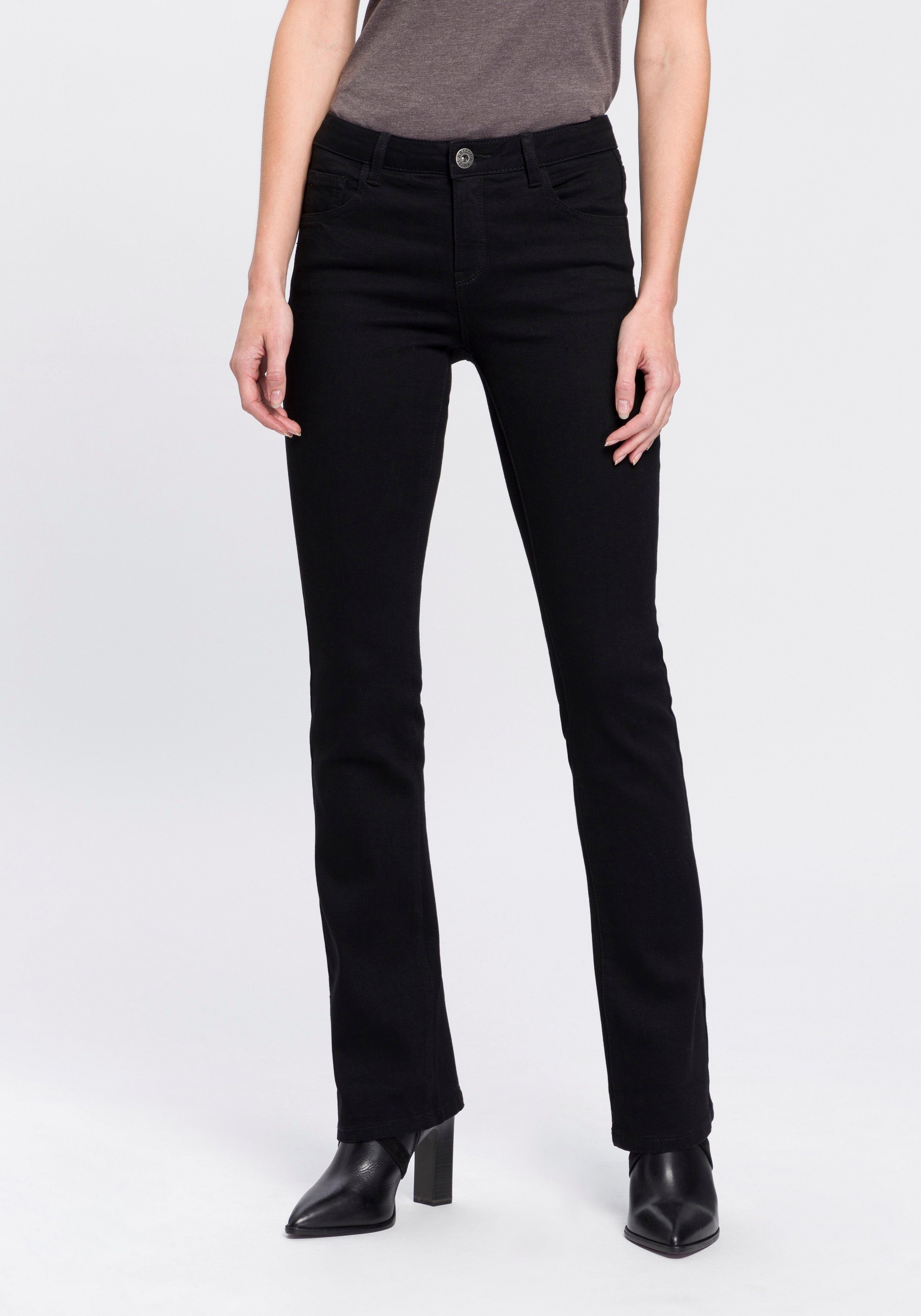Ultra-Stretch Arizona Mid-Waist Bootcut-Jeans black