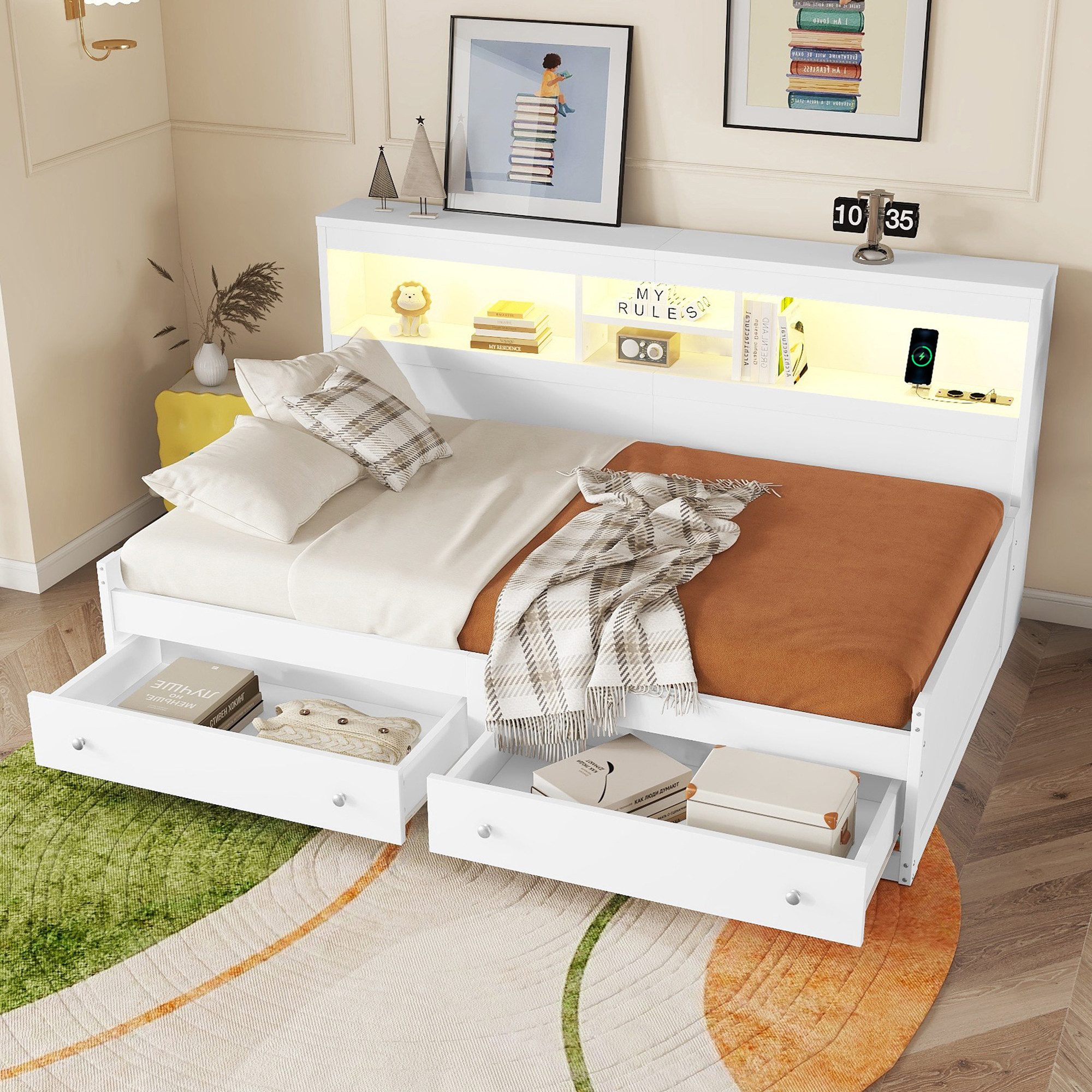 REDOM Kinderbett Schlafsofa Daybett (mit Nachtkästchen, günstig online kaufen