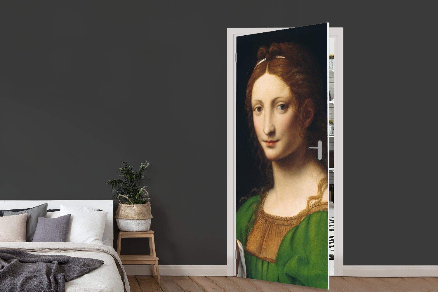 cm Tür, Maria Türtapete Leonardo 75x205 Magdalena St), Fototapete (1 Matt, - MuchoWow da für bedruckt, Vinci, Türaufkleber,
