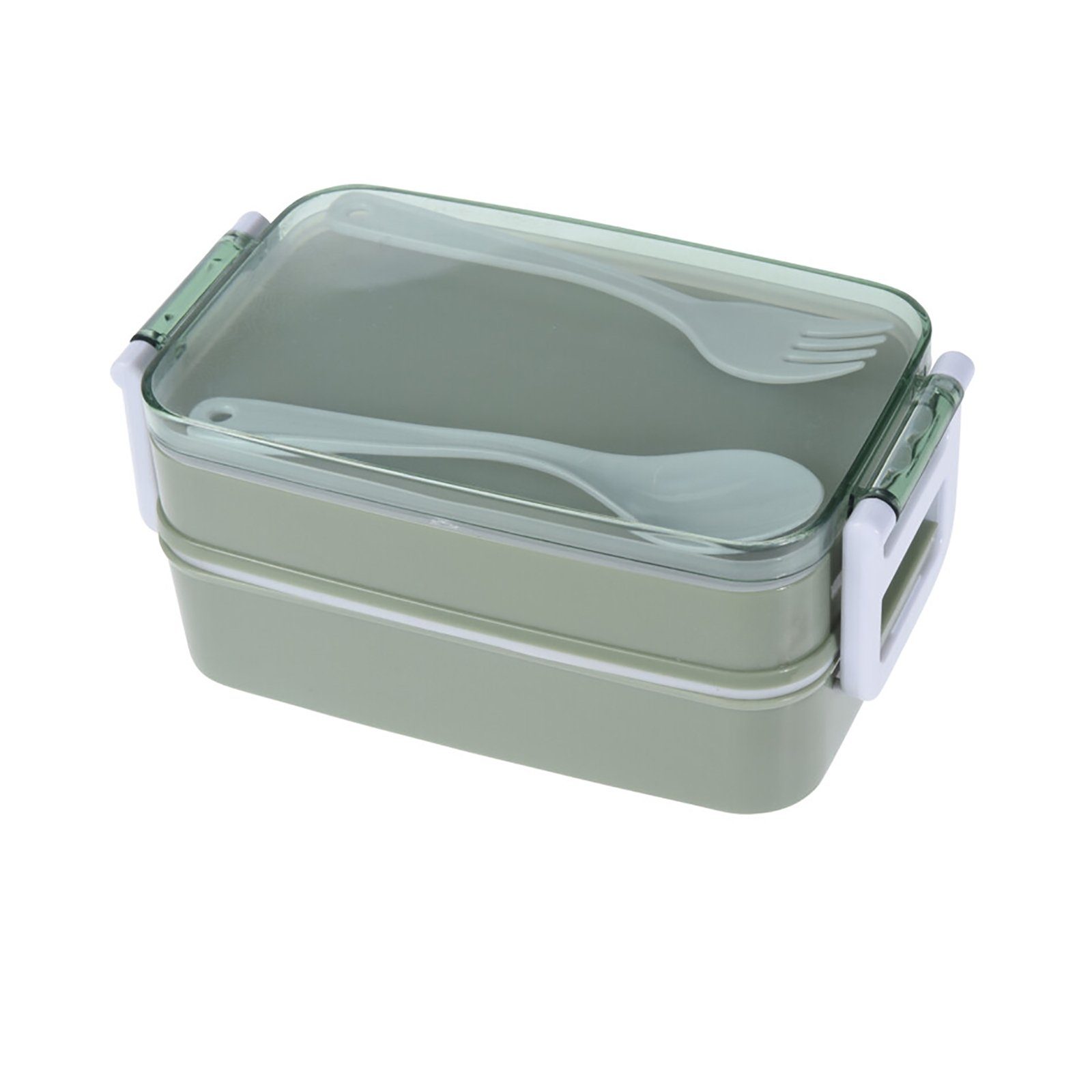 Lunchbox Lunchbox Kunststoff, Besteck Grün mit Kunststoff Neuetischkultur