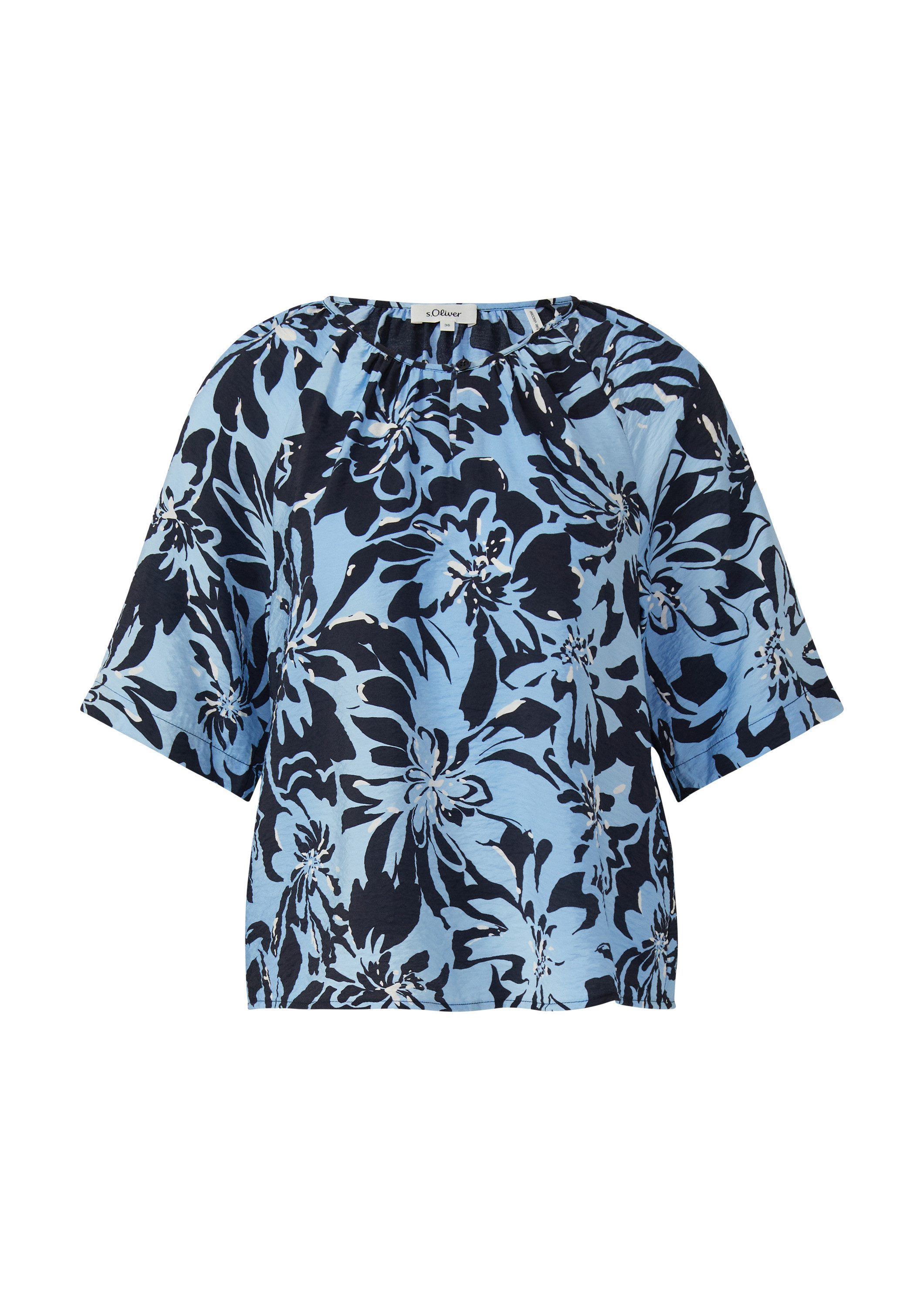 s.Oliver Kurzarmbluse Bluse Strukturierte Bluse aus Viskosemix mit Raffung günstig online kaufen