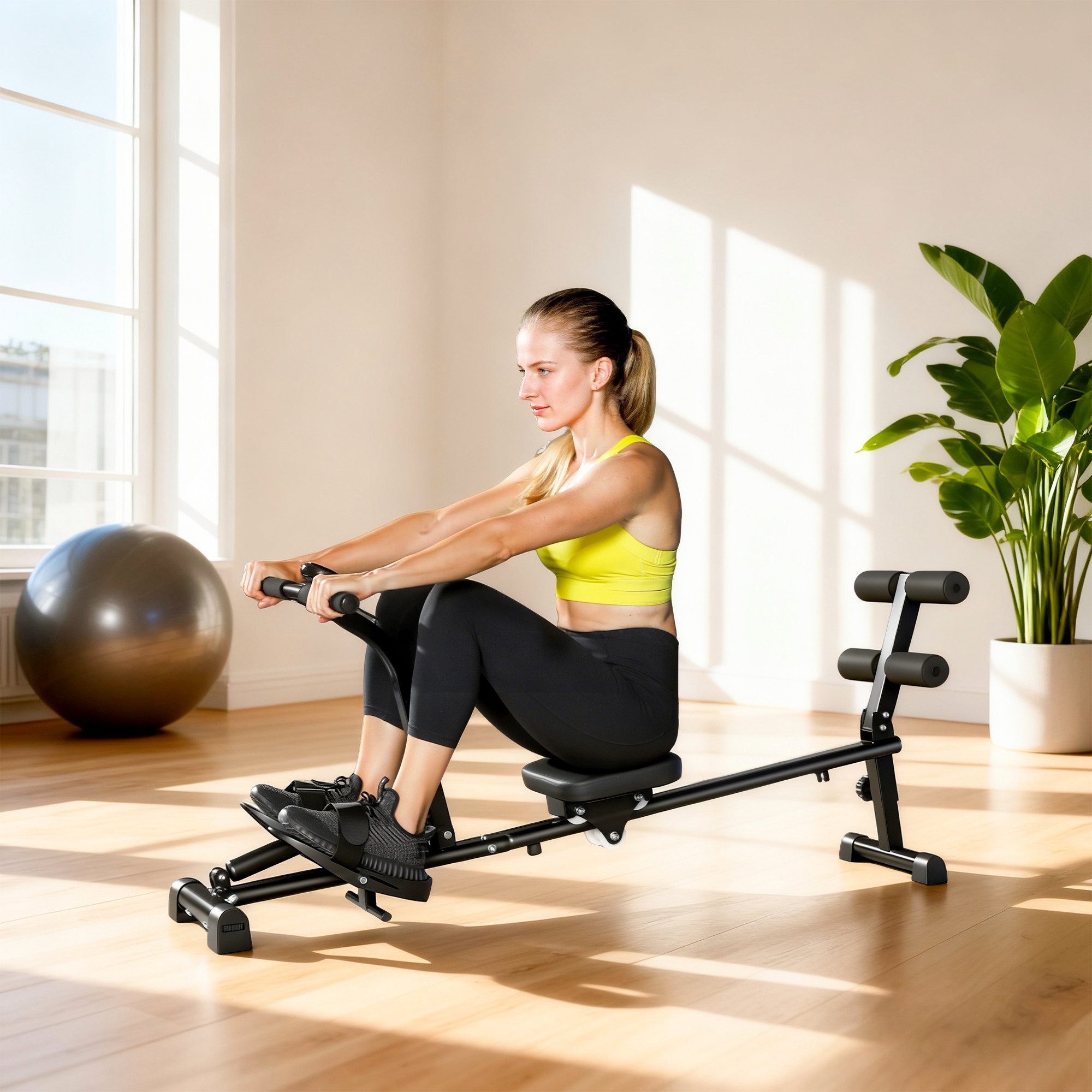 SPORTNOW Rudergerät Rudergerät 2-in-1 mit 12 Widerstandsstufen LCD-Display bis 100kg (2 in 1 Rudermaschine, 1-tlg., leises Rudergeräte für Zuhause), Heimrudergerät für Heimfitness