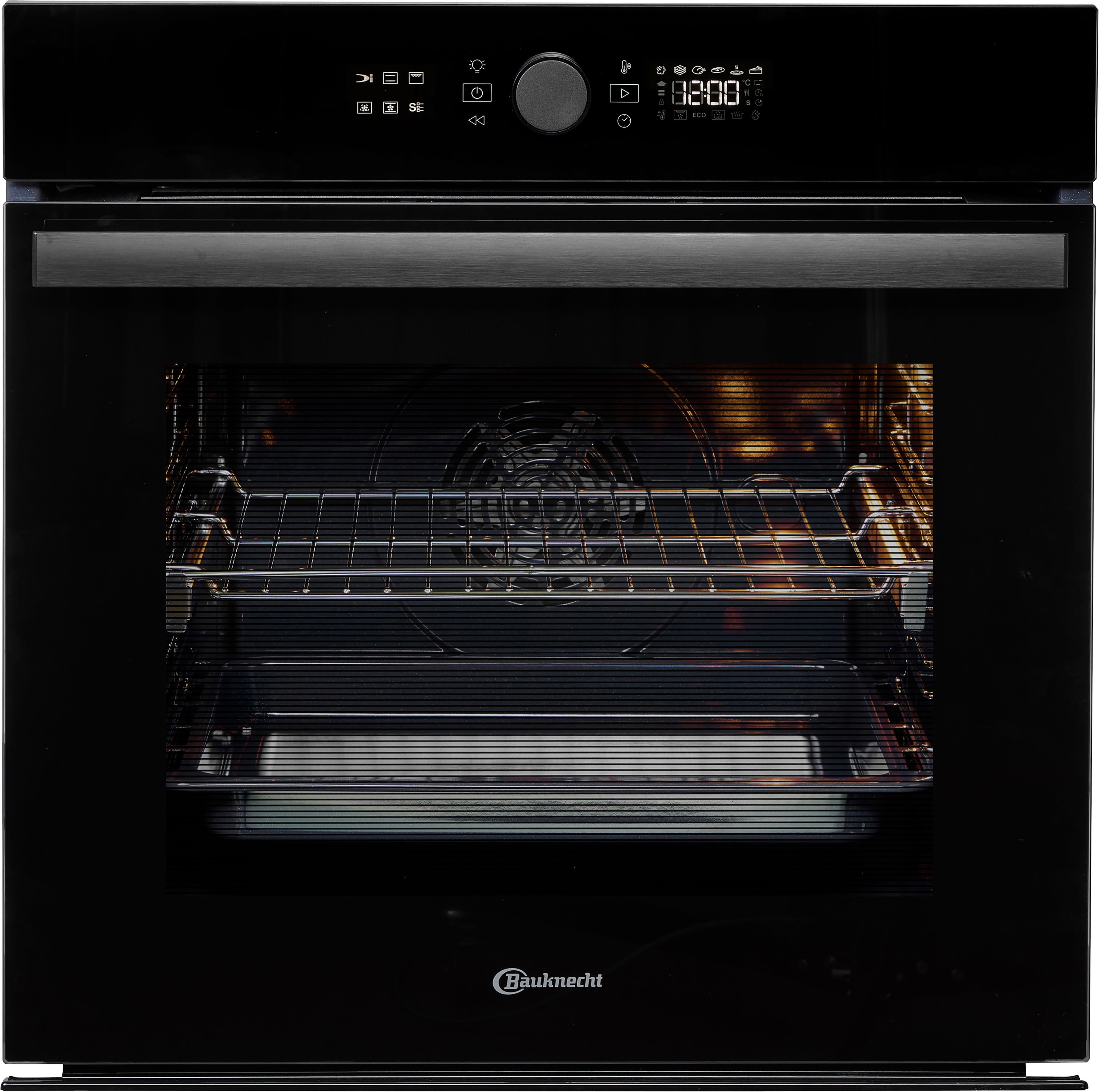 BAUKNECHT Einbaubackofen BBI4S8HM1SK, mit 1-fach-Teleskopauszug, Hydrolyse, AirFry-Funktion, Pizzafunktion, 1-fach-Teleskopauszug, Gentle Steam