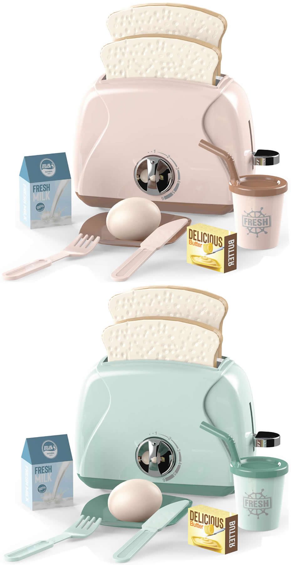 Diakakis Kinder-Toaster Spielzeug Happy Gourmet Küchengerät mit Zubehör