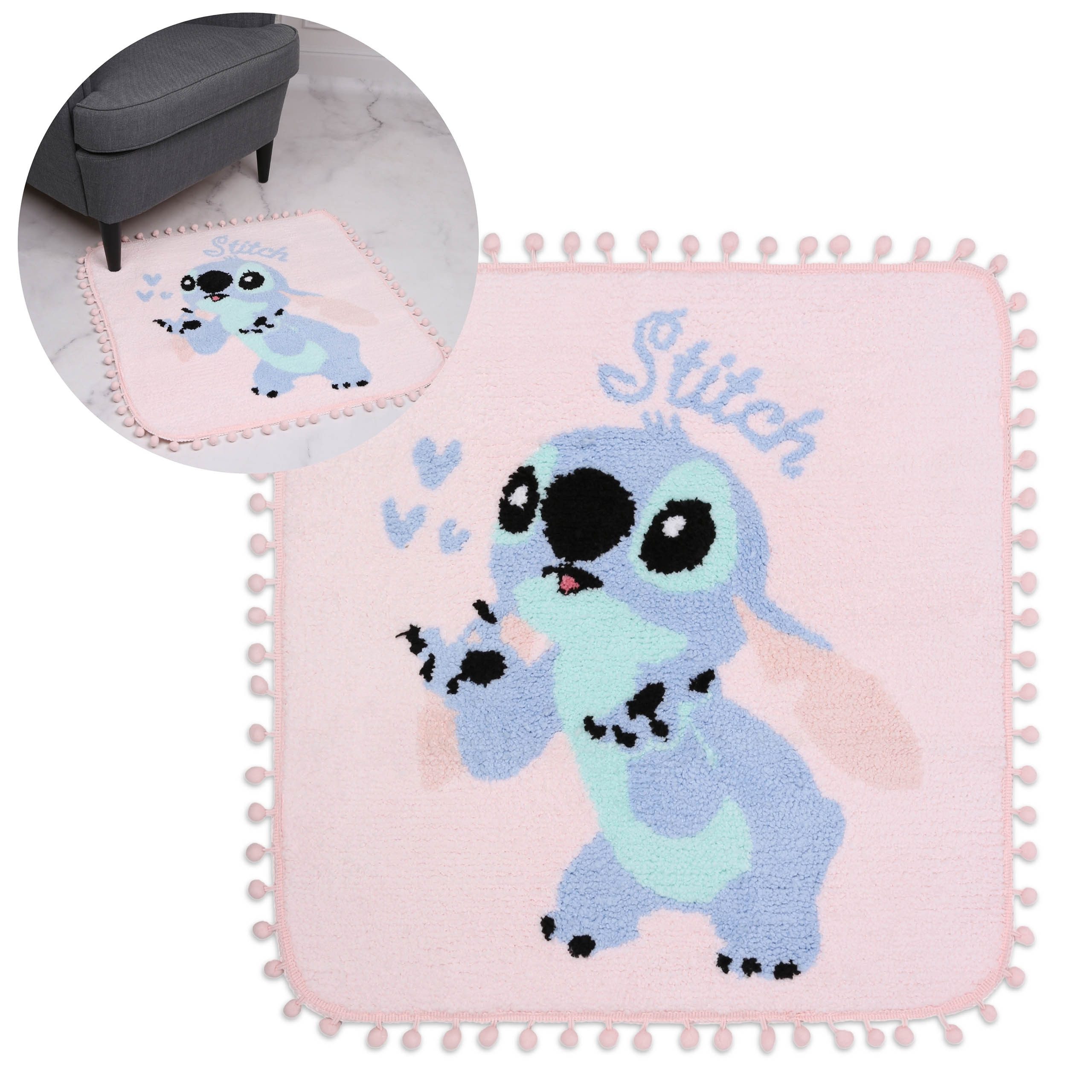 Sarcia.eu Läufer DISNEY Stitch Quadratischer Teppich, rosa, rutschfest 60x60cm