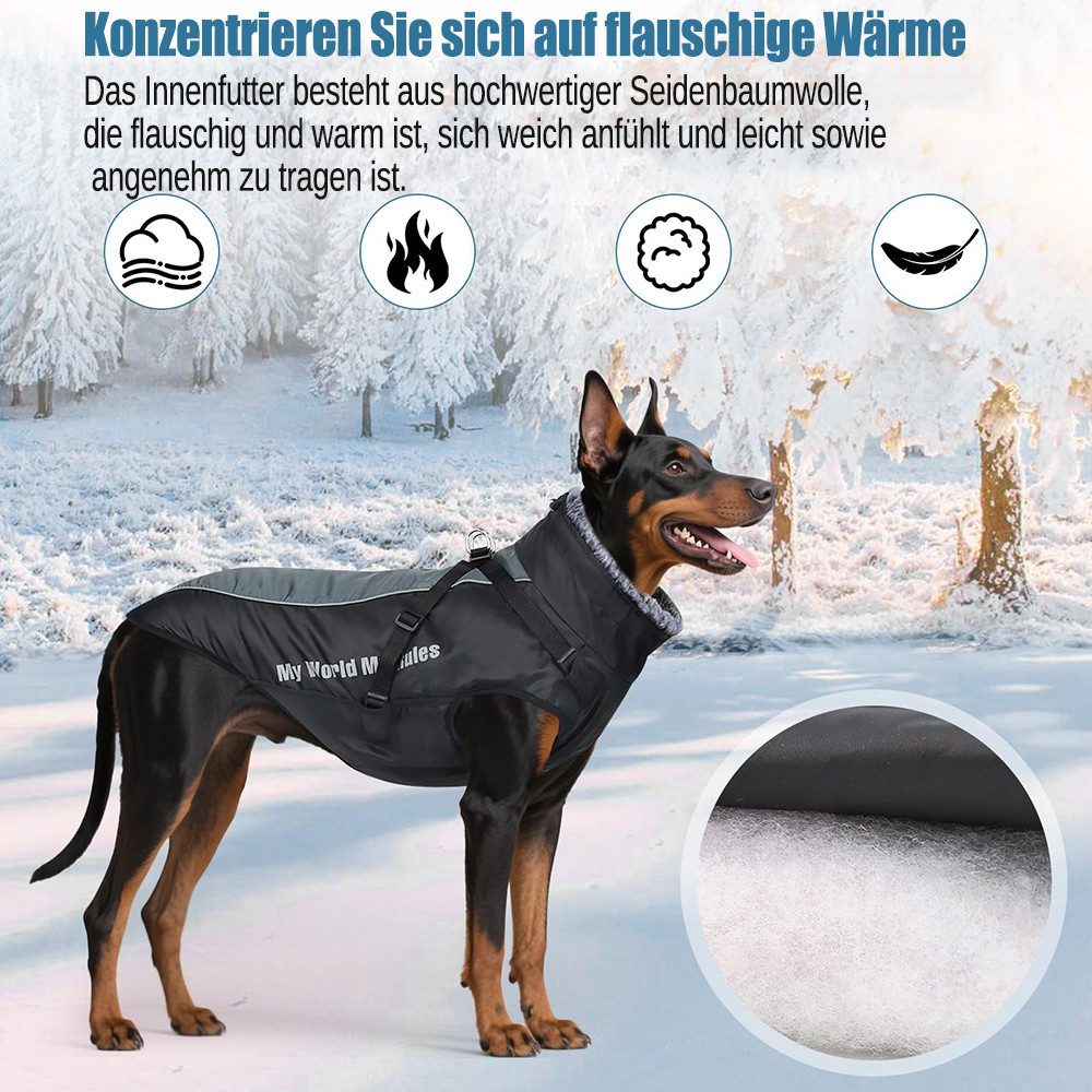 Ledander Hundejacke warmer reflektierender Hundejacke,Atmungsaktiver Mantel, wasserdichte - ideal für kleine, mittelgroße und große Hunde