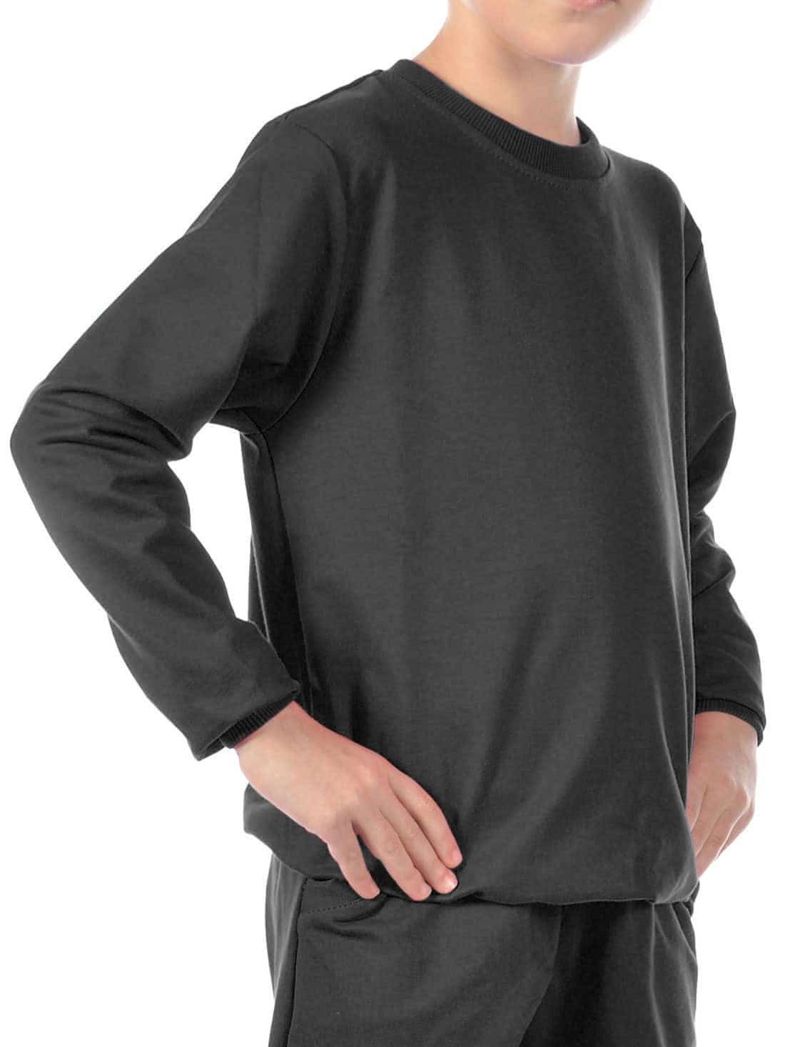 KMISSO Sweatshirt Mädchen Sweatshirt in tollen Farben (1-tlg) mit elastischem Bund Schwarz