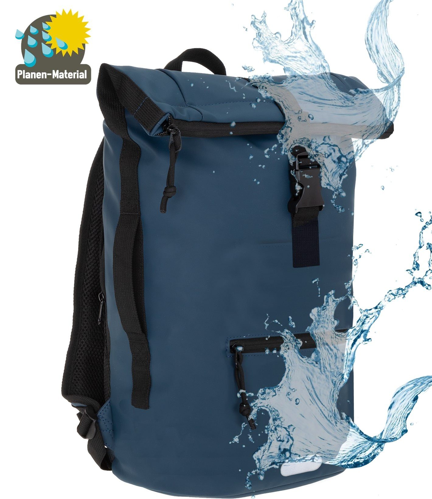 ELEPHANT Freizeitrucksack Time Bag aus Plane, Rucksack Laptoprucksack Daypack wasserabweisend + Trinkflasche