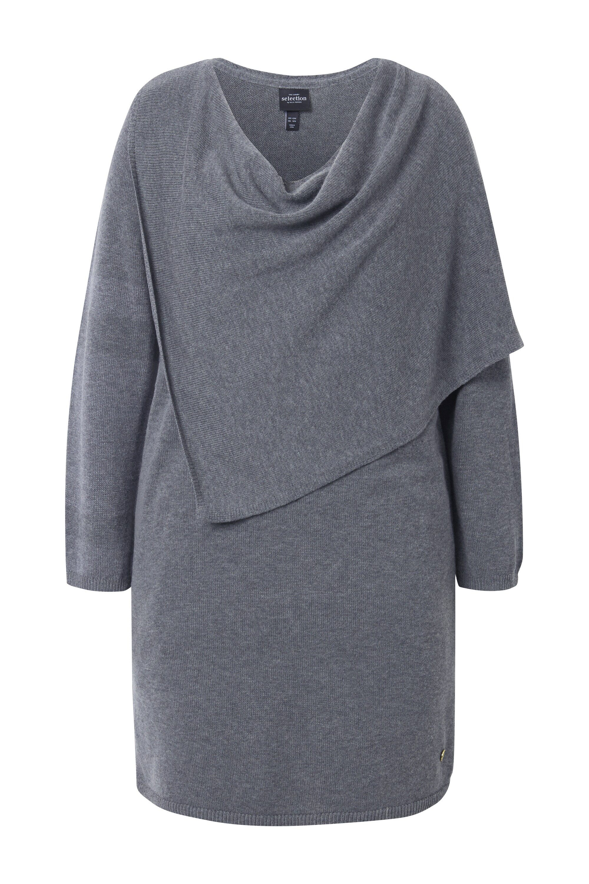 Ulla Popken Midikleid Strickkleid Schal V-Ausschnitt günstig online kaufen