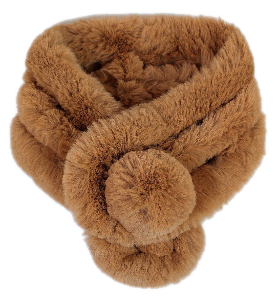 dy_mode Modeschal Damen Kunstfell-Schal mit Bommel flauschiger Winter Krage günstig online kaufen