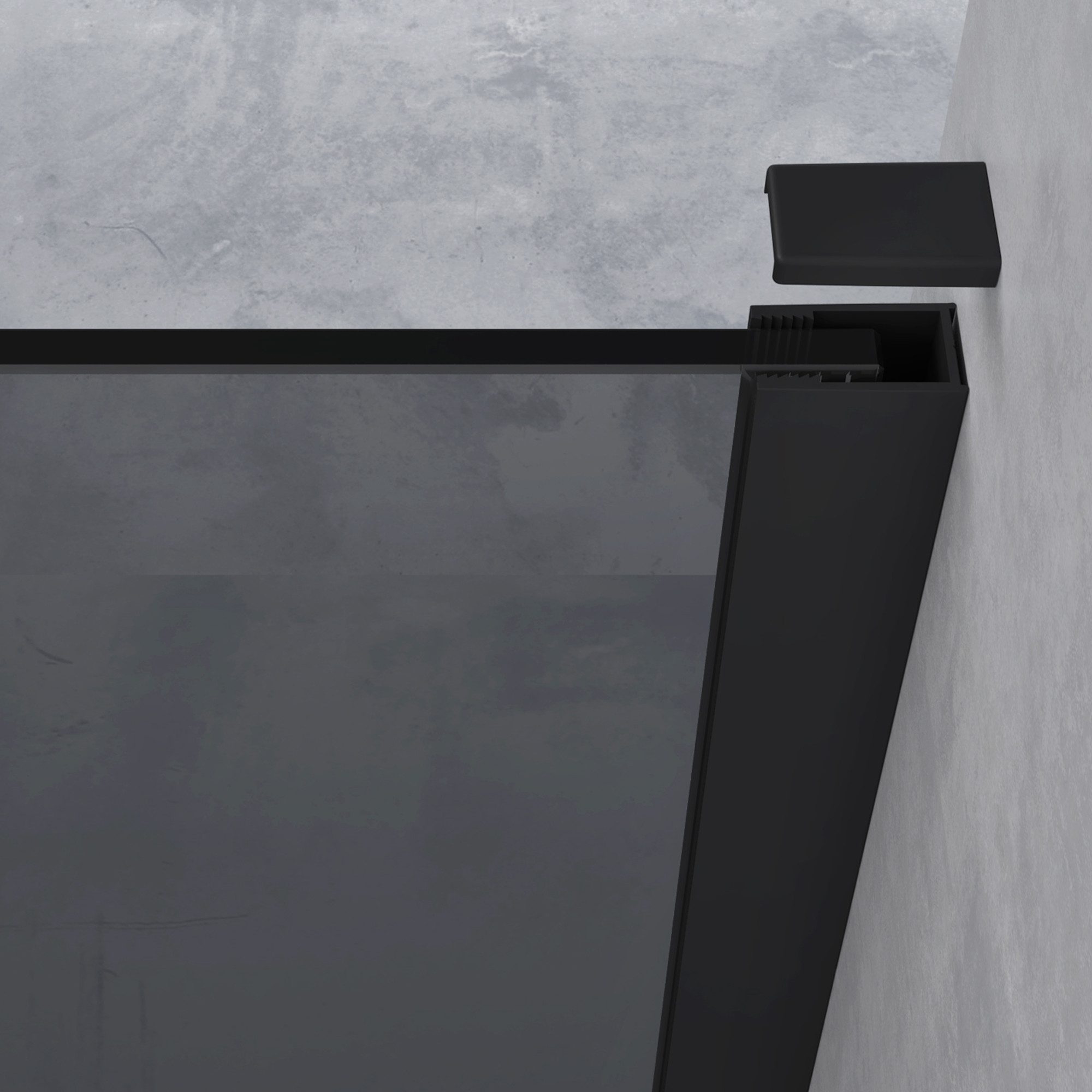 doporro Walk-in-Dusche Duschwand Duschabtrennung schwarz Profil 10mm ESG-Glas Bremen-01VG, Einscheibensicherheitsglas – Bild 5 von 5