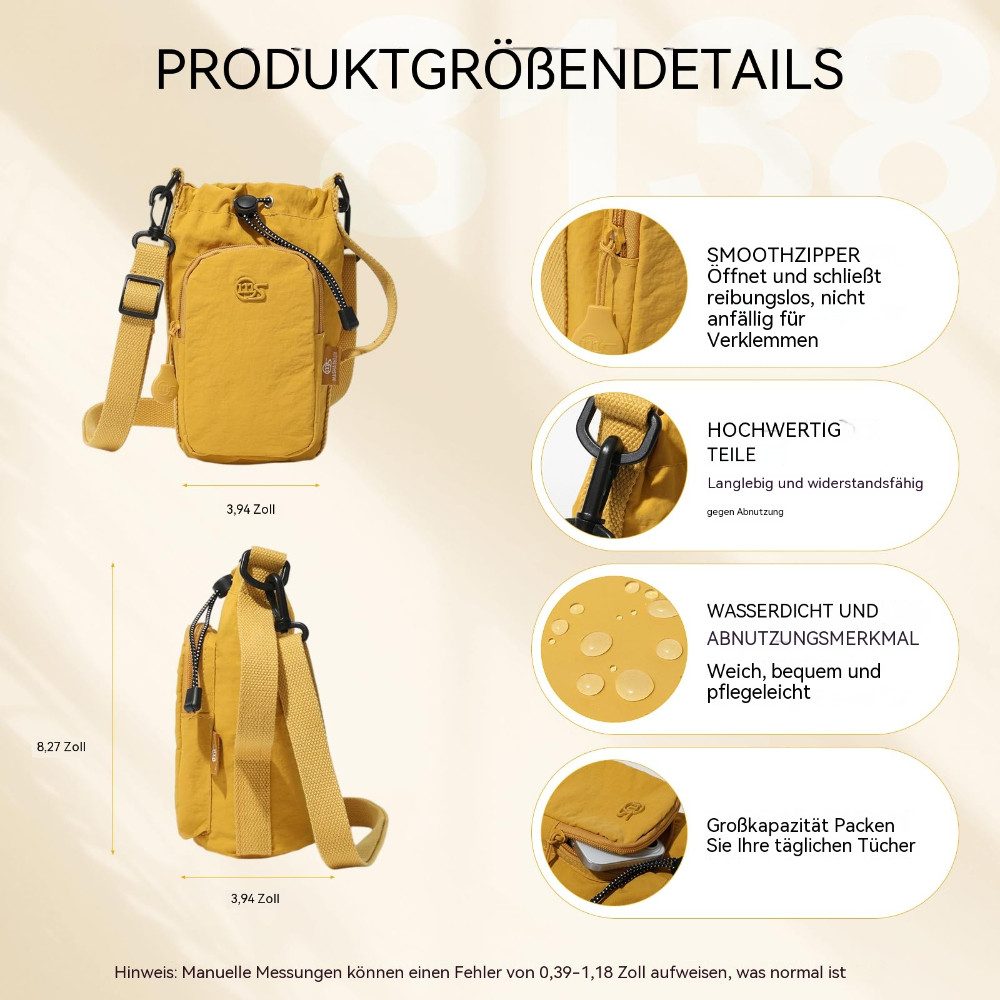 Blusmart Umhängetasche Lässige, minimalistische, leichte Schultertasche für Damen (Wasserdichtes Oxford-Gewebe, Umhängetasche mit Kordelzug), Für Wanderungen
