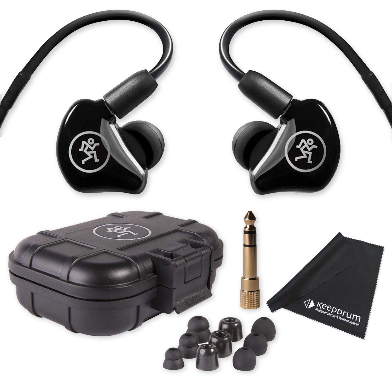 MACKIE Mackie In-Ear Kopfhörer MP-220 mit Tuch In-Ear-Kopfhörer (In-Ear Kopfhörer, Kabel, Vorteils-Set mit Tuch)