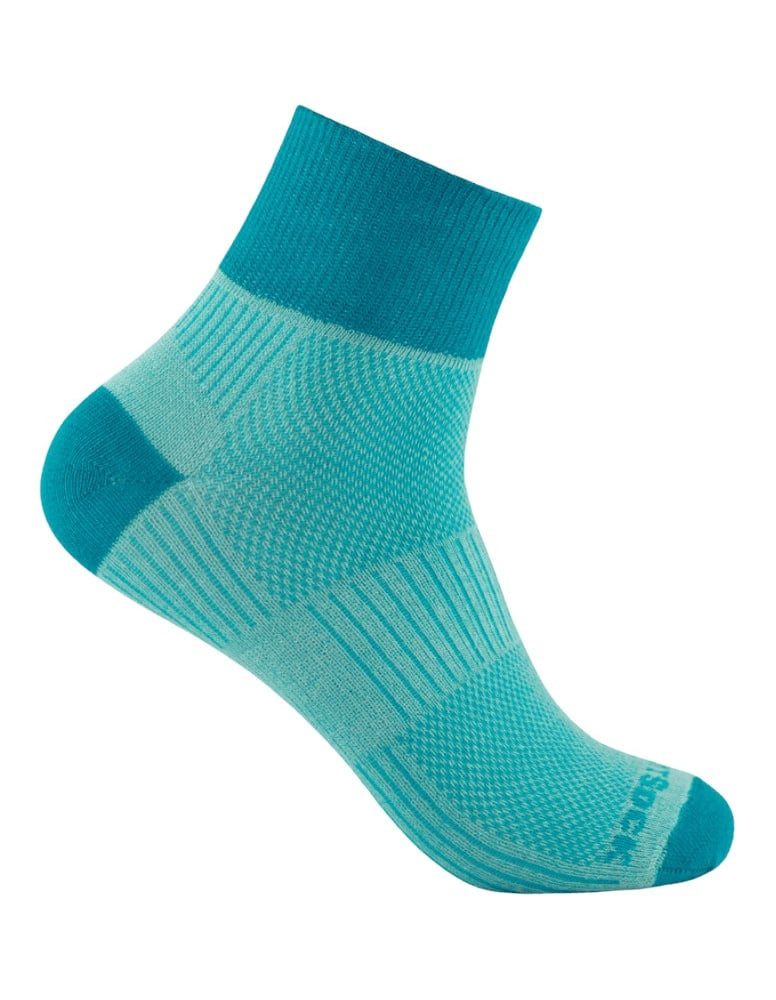 Wrightsock Sportsocken Quarter Coolmesh II (dünn, atmungsaktiv, bequem) türkis - 1 Paar