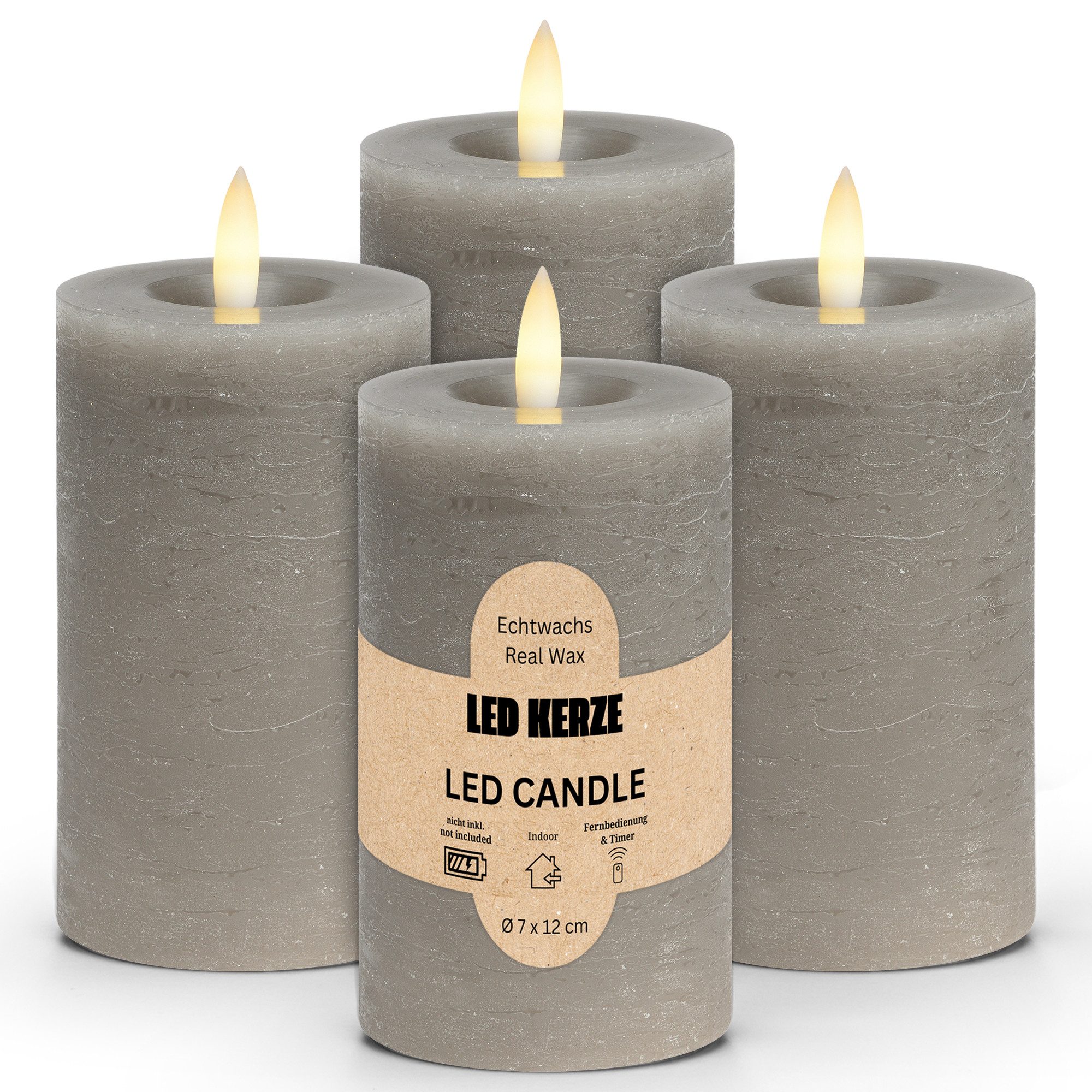 matches21 HOME & HOBBY LED-Kerze LED Stumpenkerzen 4er Set Wachs, Flackernd günstig online kaufen
