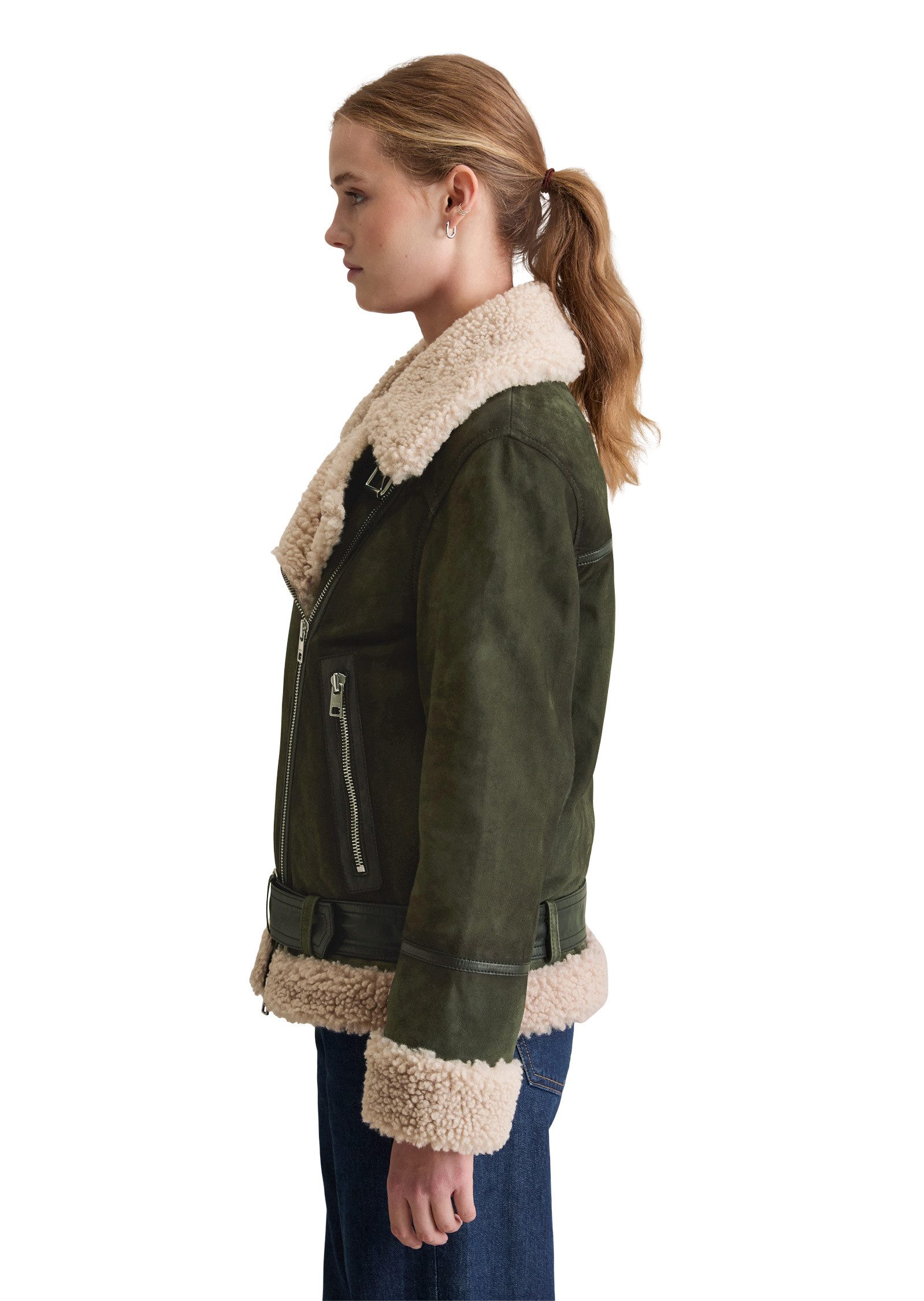 Marc O'Polo DENIM Lederjacke mit Teddyplüsch