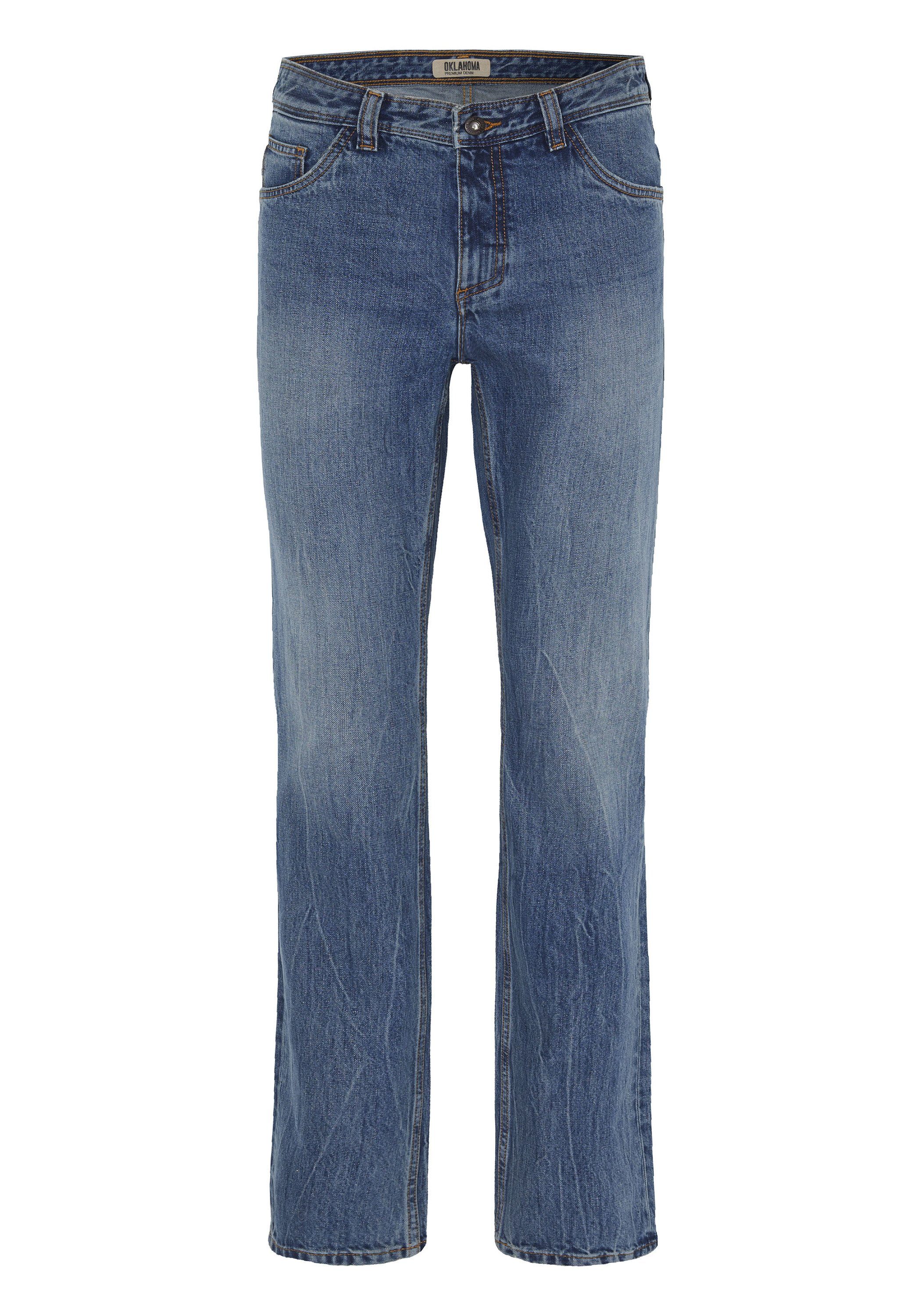 Hellblau DENIM (1-tlg) im Straight-Jeans OKLAHOMA PREMIUM 5-Pocket-Style