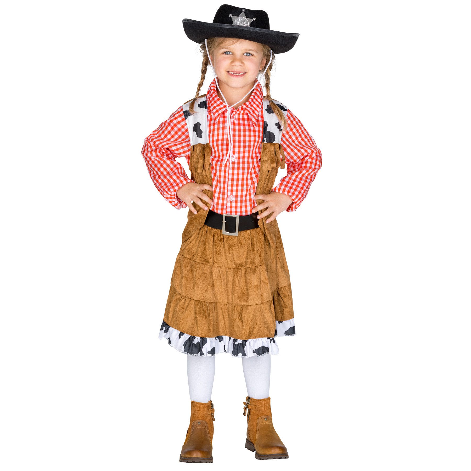 dressforfun Cowboy-Kostüm Mädchenkostüm Cowgirl Texas, Rock mit bequemem Gummizug