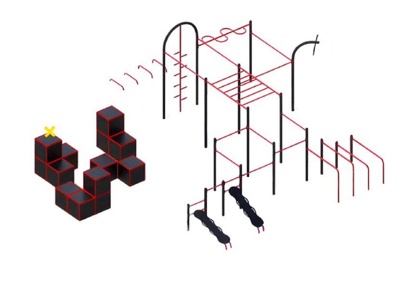 JVmoebel Kletter-Trainingsgerät Klimmzugstangen Straßensportgeräte Parallelbarren Slacklines (1-tlg., Straßensportgeräte), Made in Europa